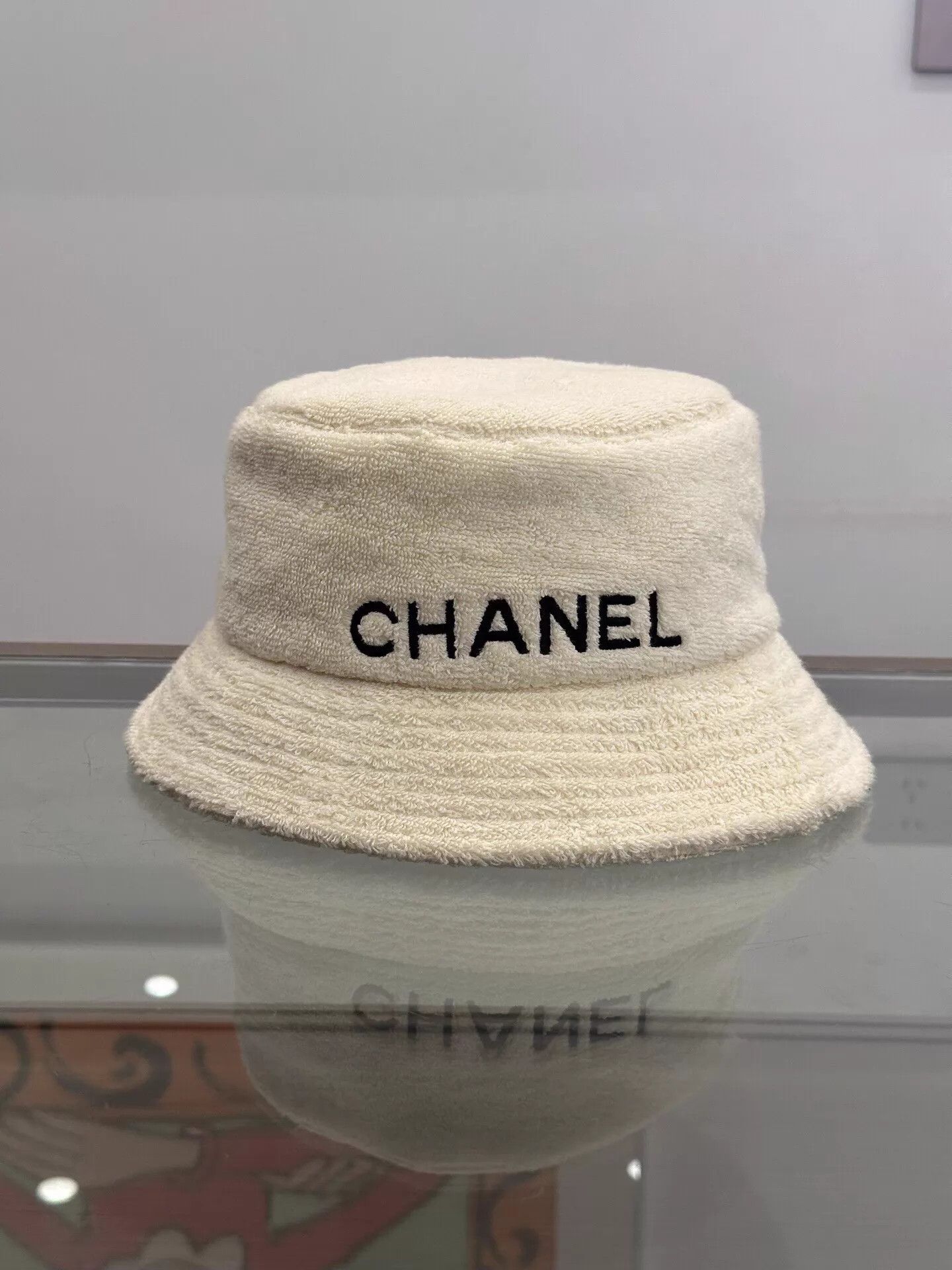 Chanel Chanel Black Embroidered Logo White Towel Bucket Hat Size ONE SIZE - 1 Thumbnail