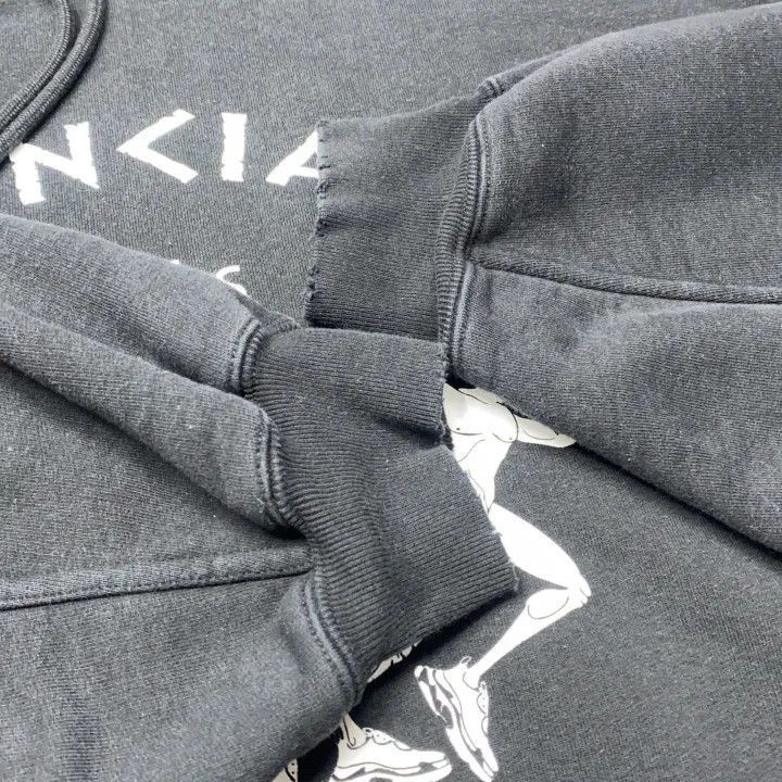 Balenciaga Balenciaga Black Athletic Printed Hoodie 0079-2507 Size XS / US 0-2 / IT 36-38 - 5 Thumbnail