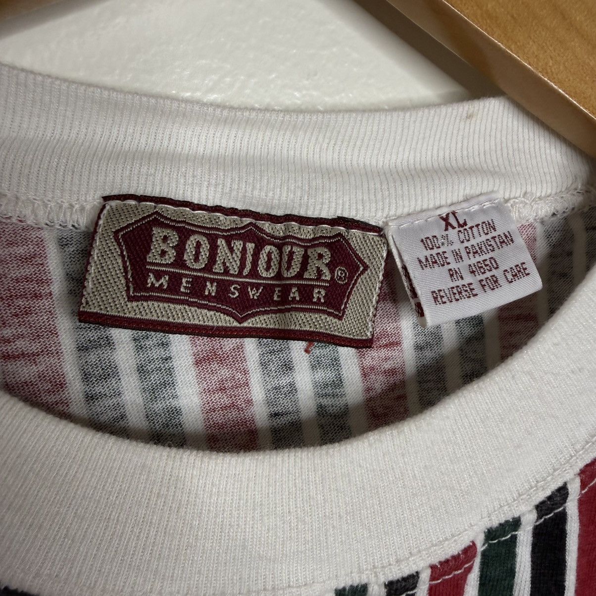 Other VTG 90s Bonjour Striped Men’s Short Sleeve Shirt Sz XL Size US XL / EU 56 / 4 - 4 Thumbnail
