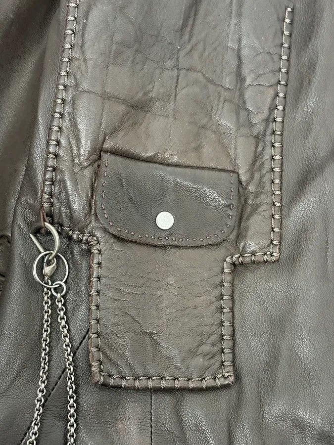Marithe + Francois Girbaud SS2003 Marithé + François Girbaud Brown Asymmetrical Buttoned Leather Jacket Size M / US 6-8 / IT 42-44 - 10 Thumbnail