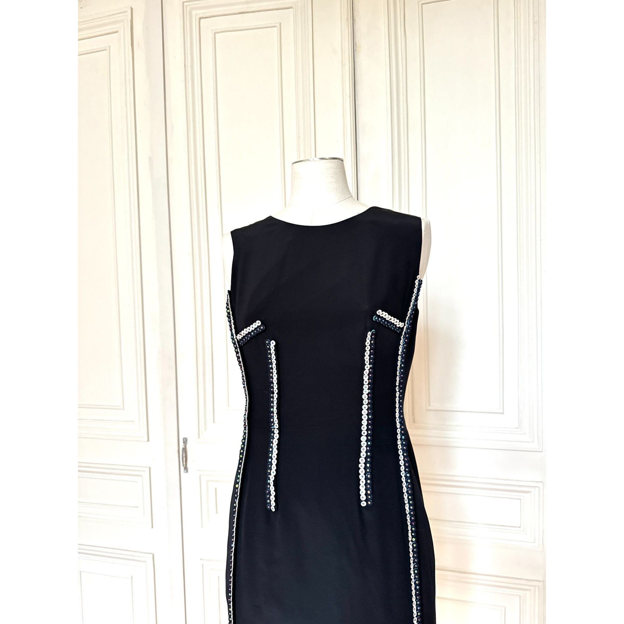 Jil Sander 2012 Black Silk Embellished Dress Size M / US 6-8 / IT 42-44 - 2 Thumbnail