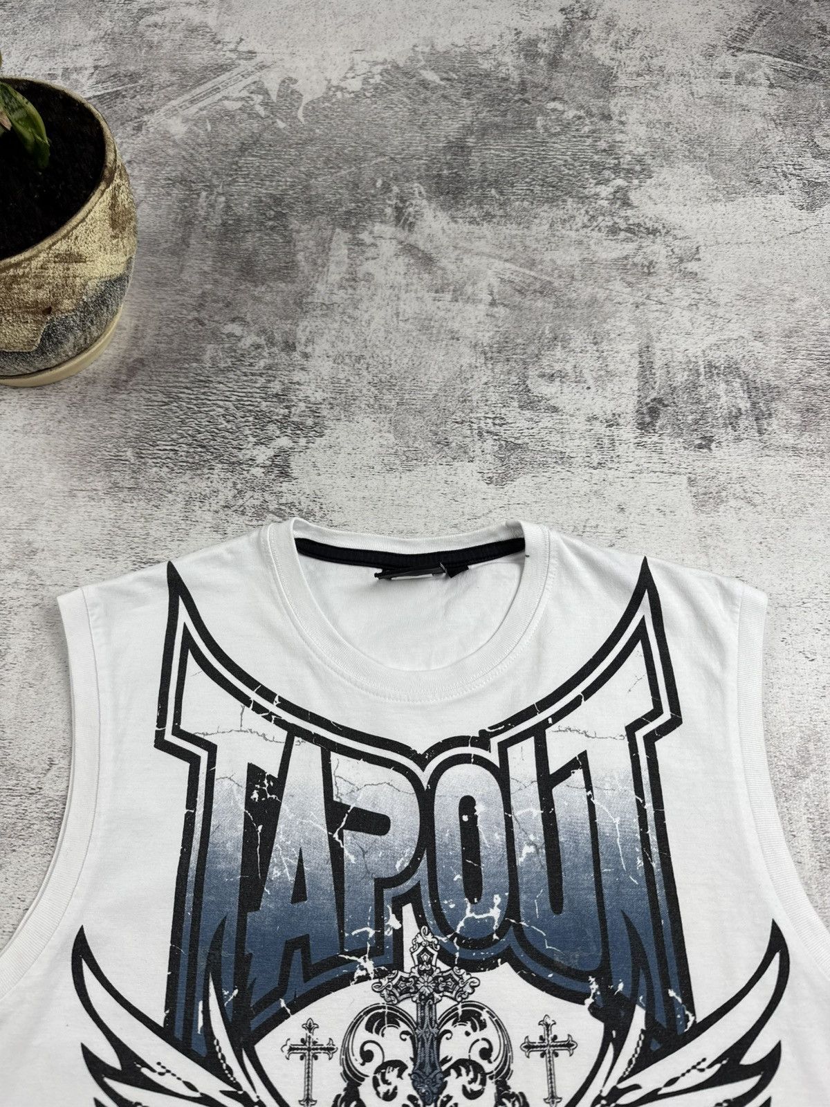 Rap Tees Vintage TAPOUT Crazy Y2K Rap Hip Hop Sleeveless White UFC Top T Shirt Jersey Tee Size US M / EU 48-50 / 2 - 8 Thumbnail