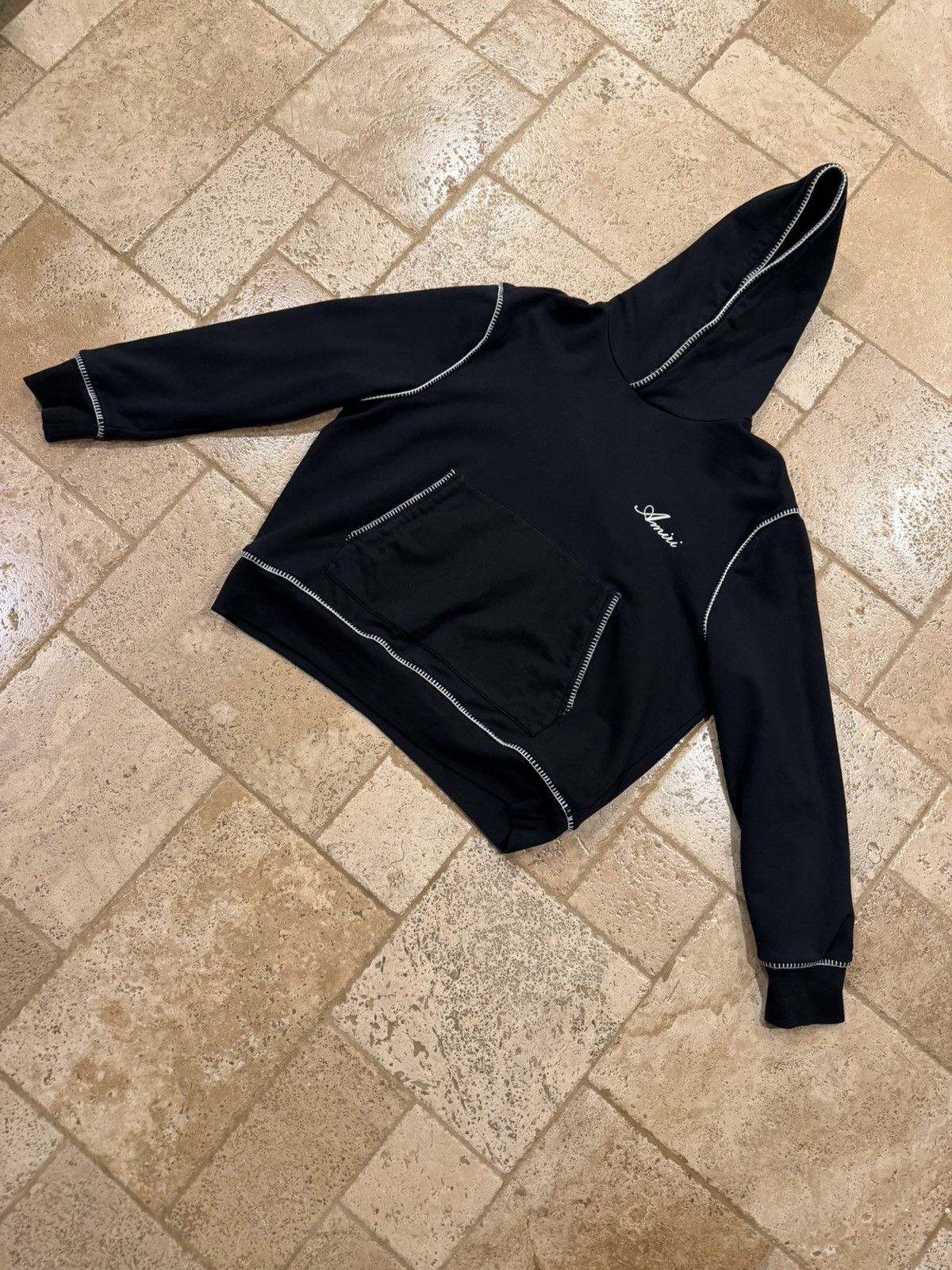 Amiri Amiri Chain Stitch Embroidered Logo Black Pullover Hoodie Size US XXL / EU 58 / 5 - 3 Thumbnail