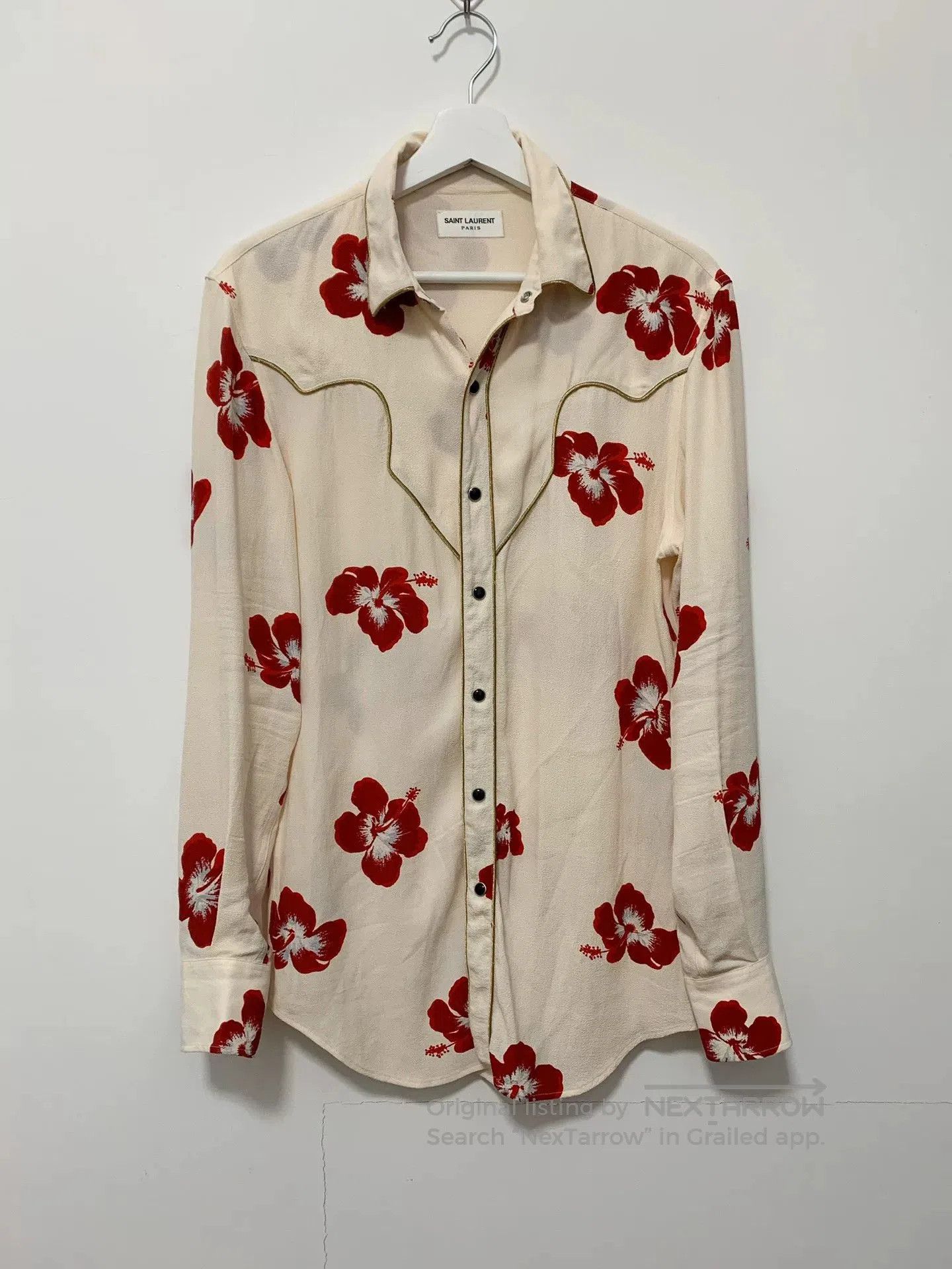 Hedi Slimane Saint Laurent 16FW Hibiscus Shirt. Size US S / EU 44-46 / 1 - 1 Thumbnail