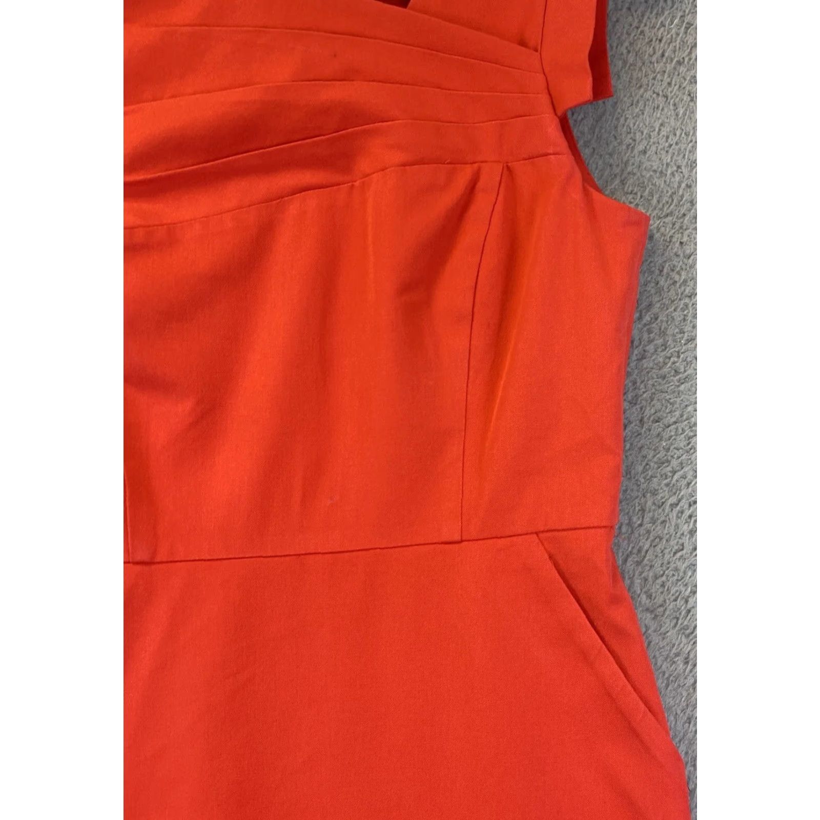 Vintage J Crew Women Sleeveless Orange Dress Size 0 — Regular Sheath Knee Length, Polyester, Round Neck, Zip, Solid, Fall, Spring, Business, 69-20 Size XS / US 0-2 / IT 36-38 - 6 Thumbnail