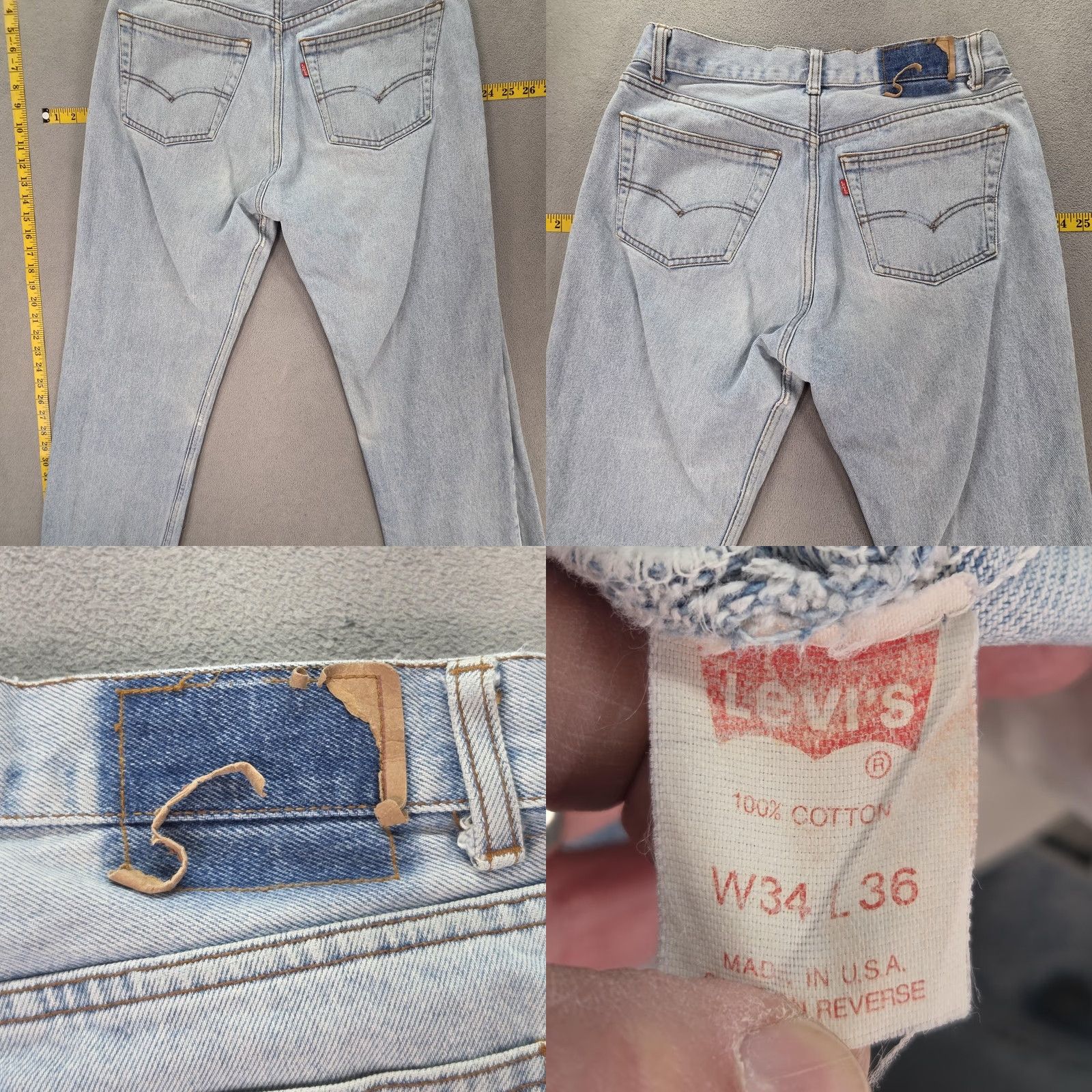 Levi's VINTAGE Levi's 501 Jeans Mens Blue Regular 30x27 Light Wash Denim Cotton Button Pockets 27 Inseam 30 Waist Size US 30 / EU 46 - 9 Thumbnail