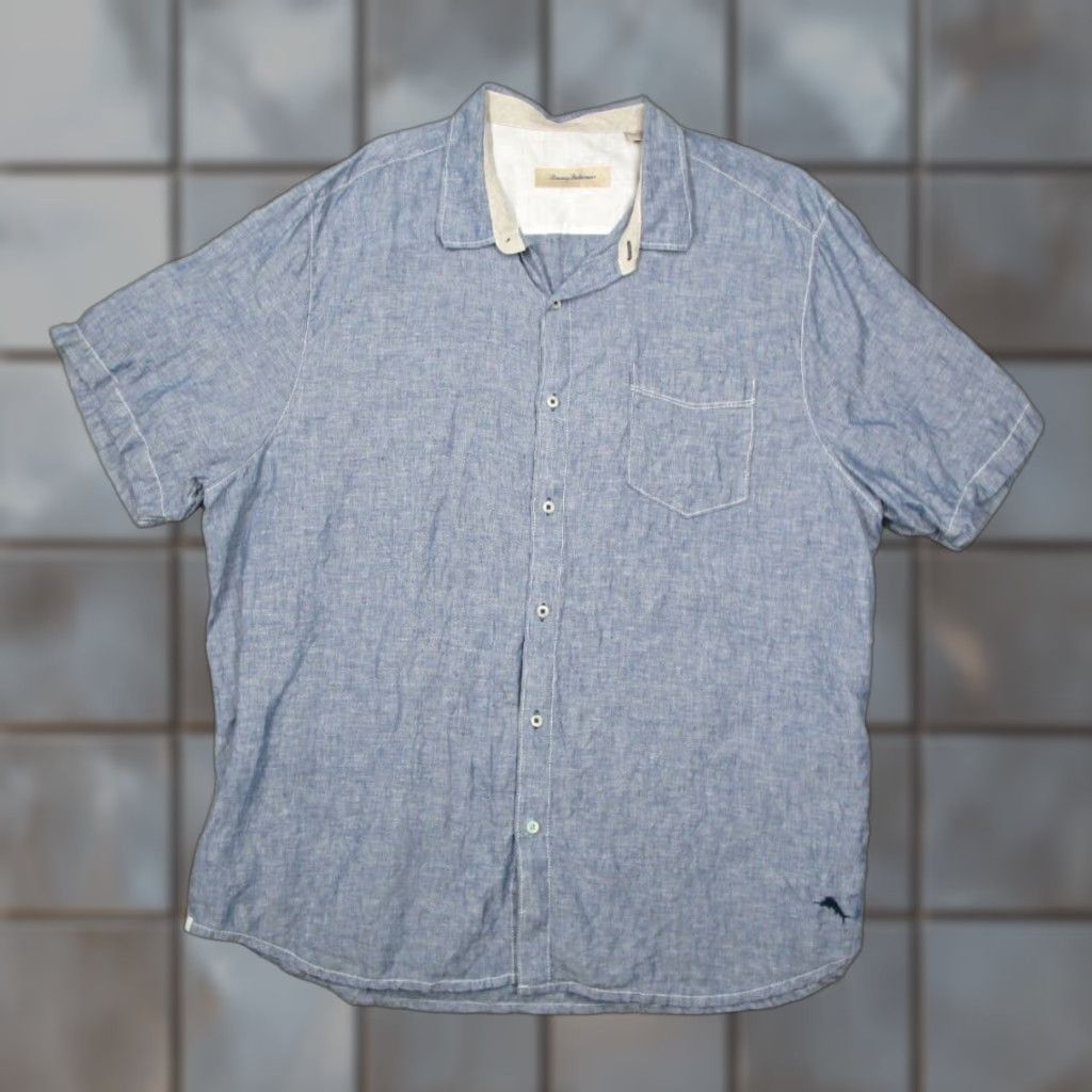 Tommy Bahama VINTAGE Tommy Bahama Shirt Mens 2XL Short Sleeve Blue Linen Hawaiian Marlin Logo Size US XXL / EU 58 / 5 - 1 Thumbnail