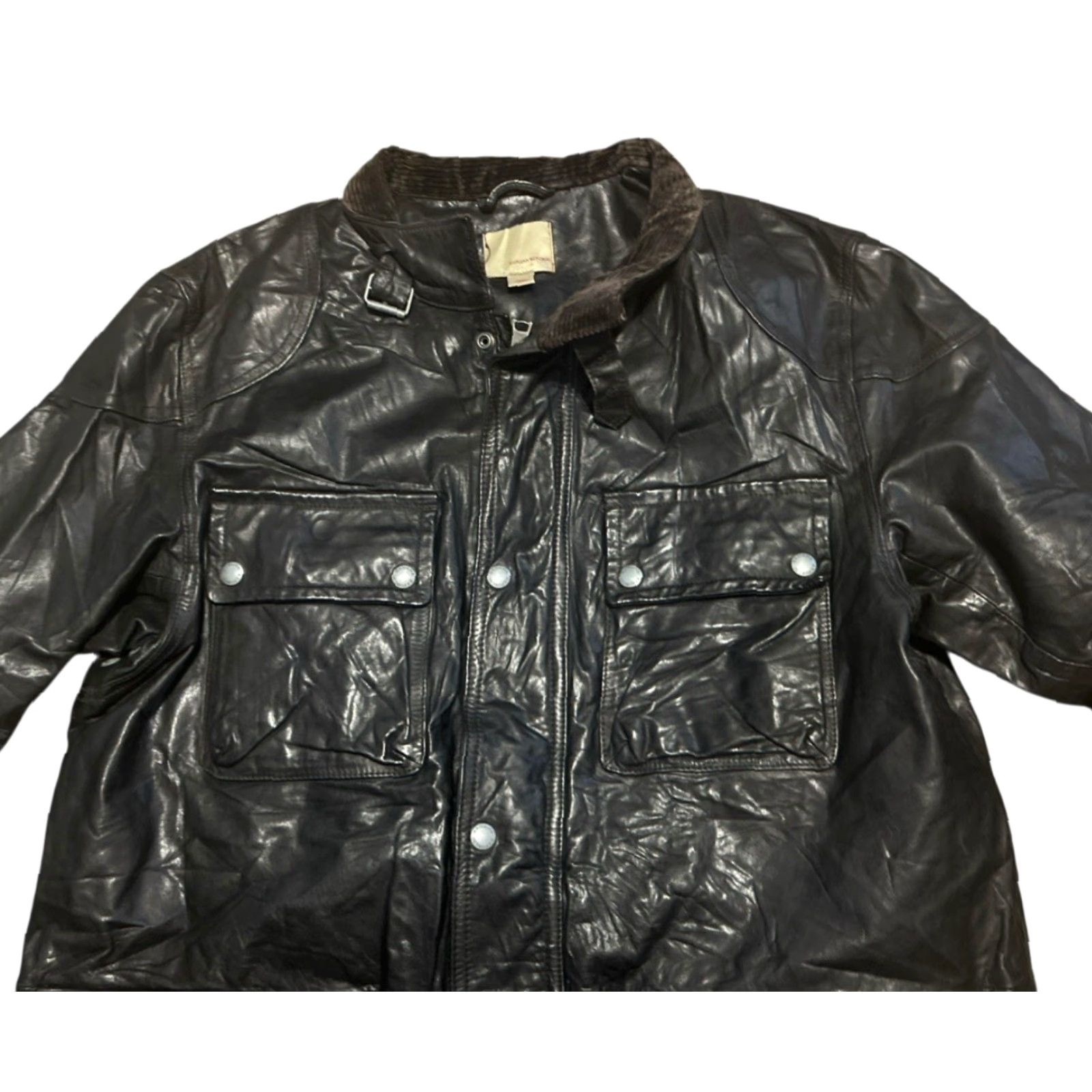 VINTAGE Banana Republic Motorcycle Leather Jacket Men XL Brown