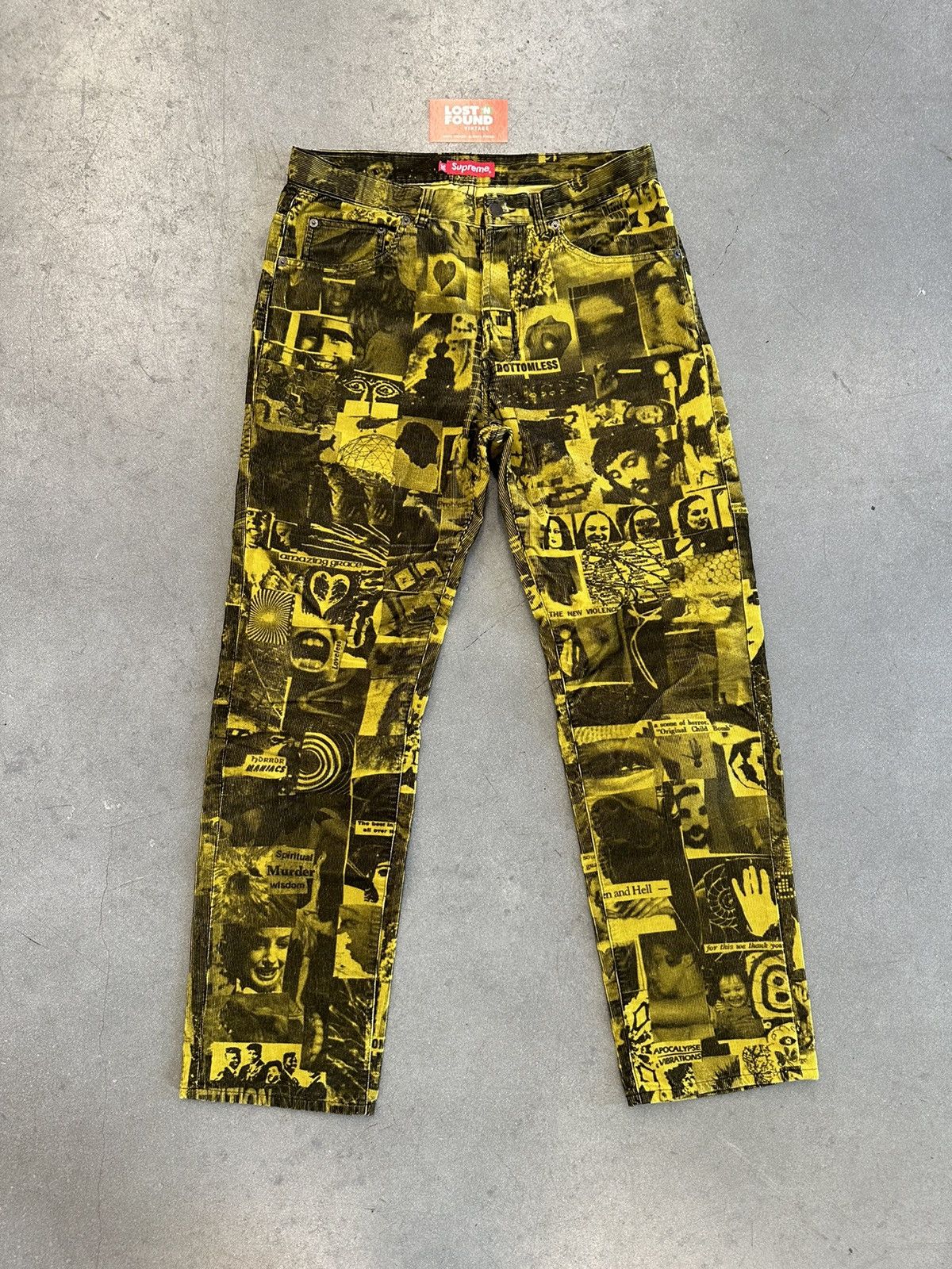 image of Ss18 Supreme Vibrations Corduroy Yellow Pants, Men's (Size 30)