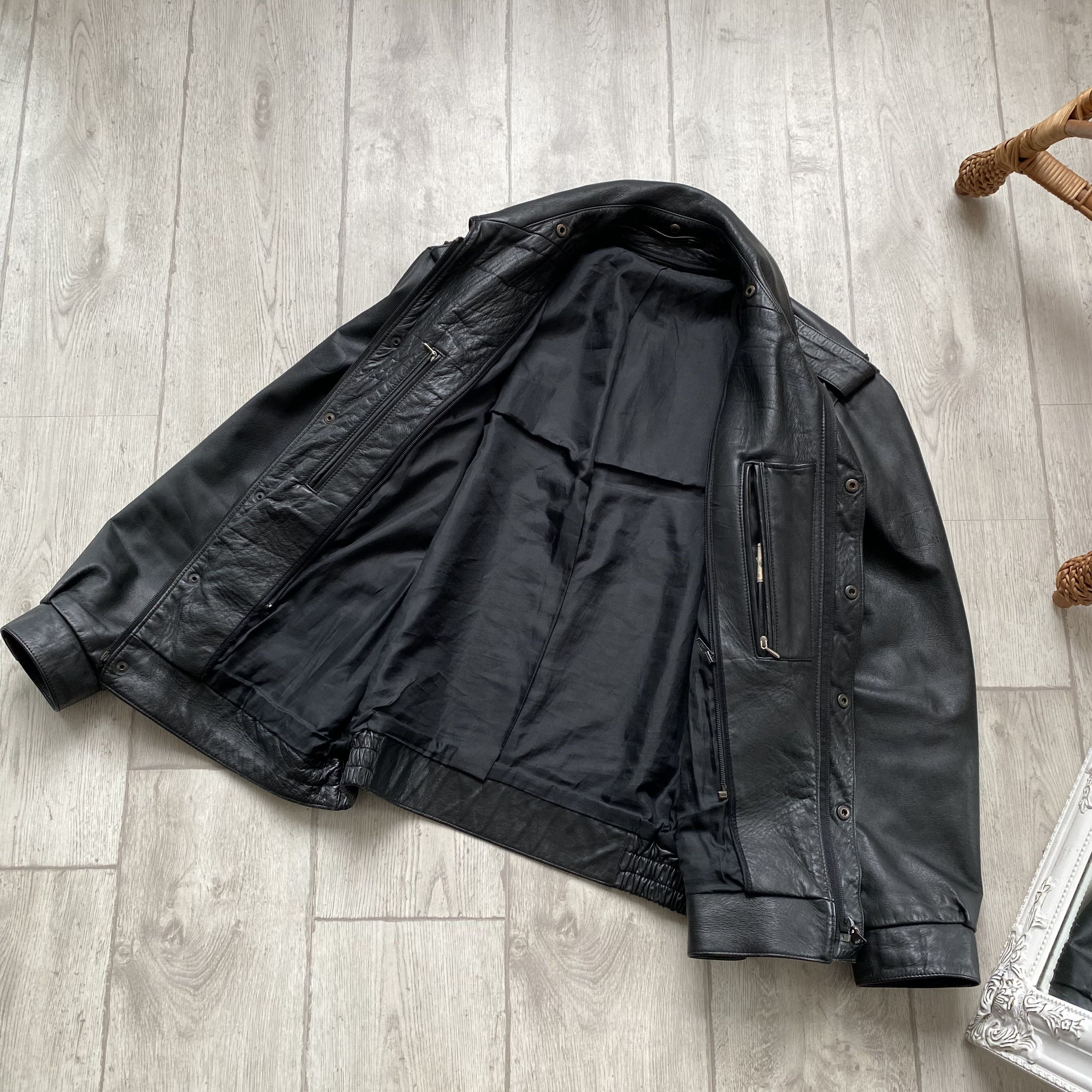 Genuine Leather Vintage 90s Real Leather Pilot Jacket Y2K Biker Style Size US L / EU 52-54 / 3 - 8 Thumbnail