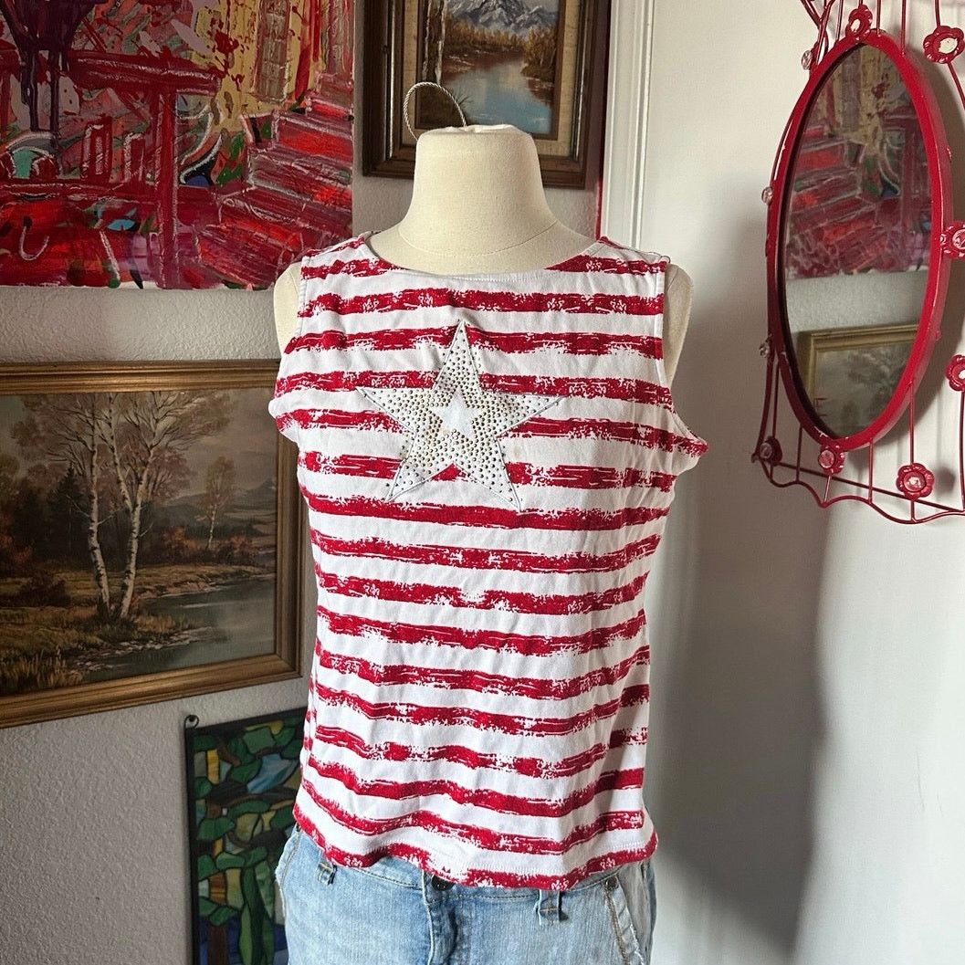 Other STAINED karen scott gold star red white striped shirt Size M / US 6-8 / IT 42-44 - 1 Thumbnail