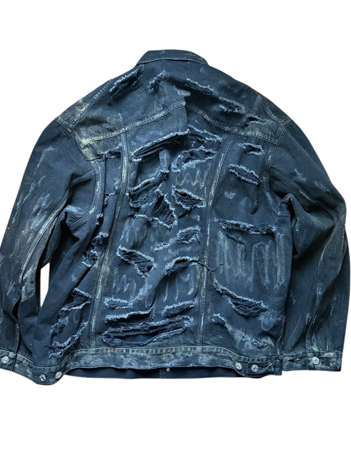Balenciaga S/S23 Mudshow Slashed Destroyed Denim Jacket Size US L / EU 52-54 / 3 - 2 Thumbnail