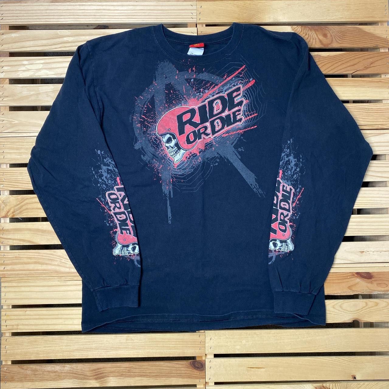 Other Vintage "Ride or Die" Black Y2K Skull Biker Tee Size Large Size US L / EU 52-54 / 3 - 1 Thumbnail