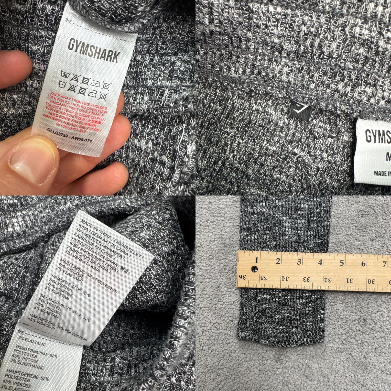 Gymshark Gymshark Leggings Womens Medium Marled Gray Slounge Ribbed Knit Activewear Sweatpants Size 32" / US 10 / IT 46 - 8 Thumbnail
