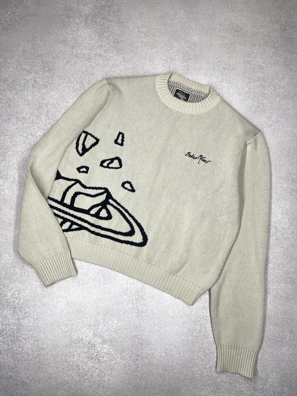 Broken Planet Broken Planet Knit Sweater Beige Organic Cotton Big Logo Size US S / EU 44-46 / 1 - 1 Thumbnail