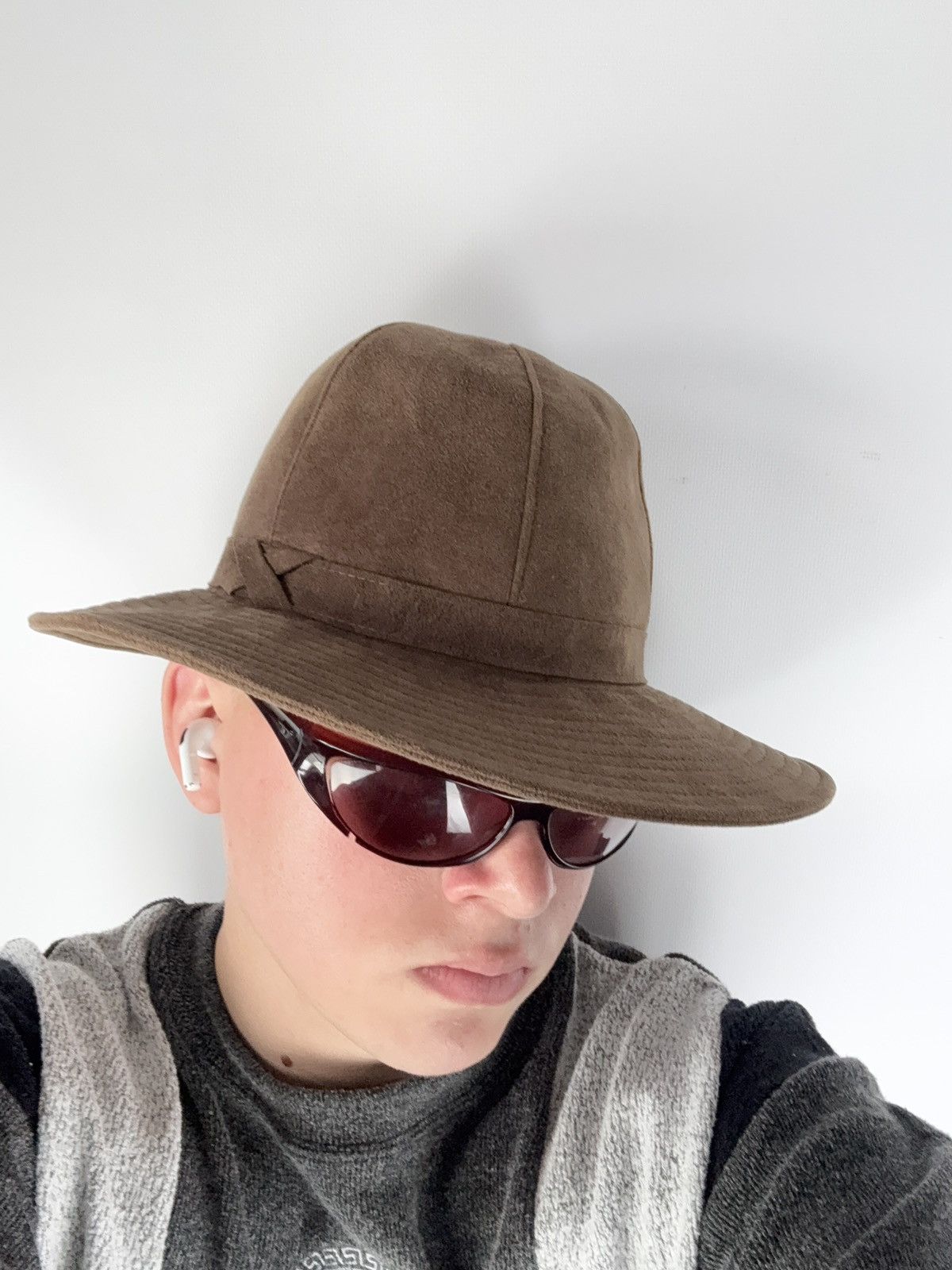 Designer × Vintage Mastro Montecristi Alcantara Fedora Hat Brown Men’s S size Size ONE SIZE - 2 Thumbnail