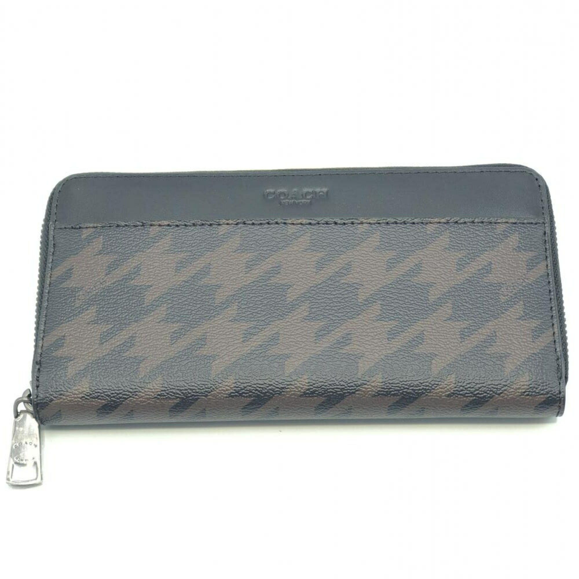 image of Coach Houndstooth Accordion Round Zip Wallet F37886 Coach in Blue, Women's