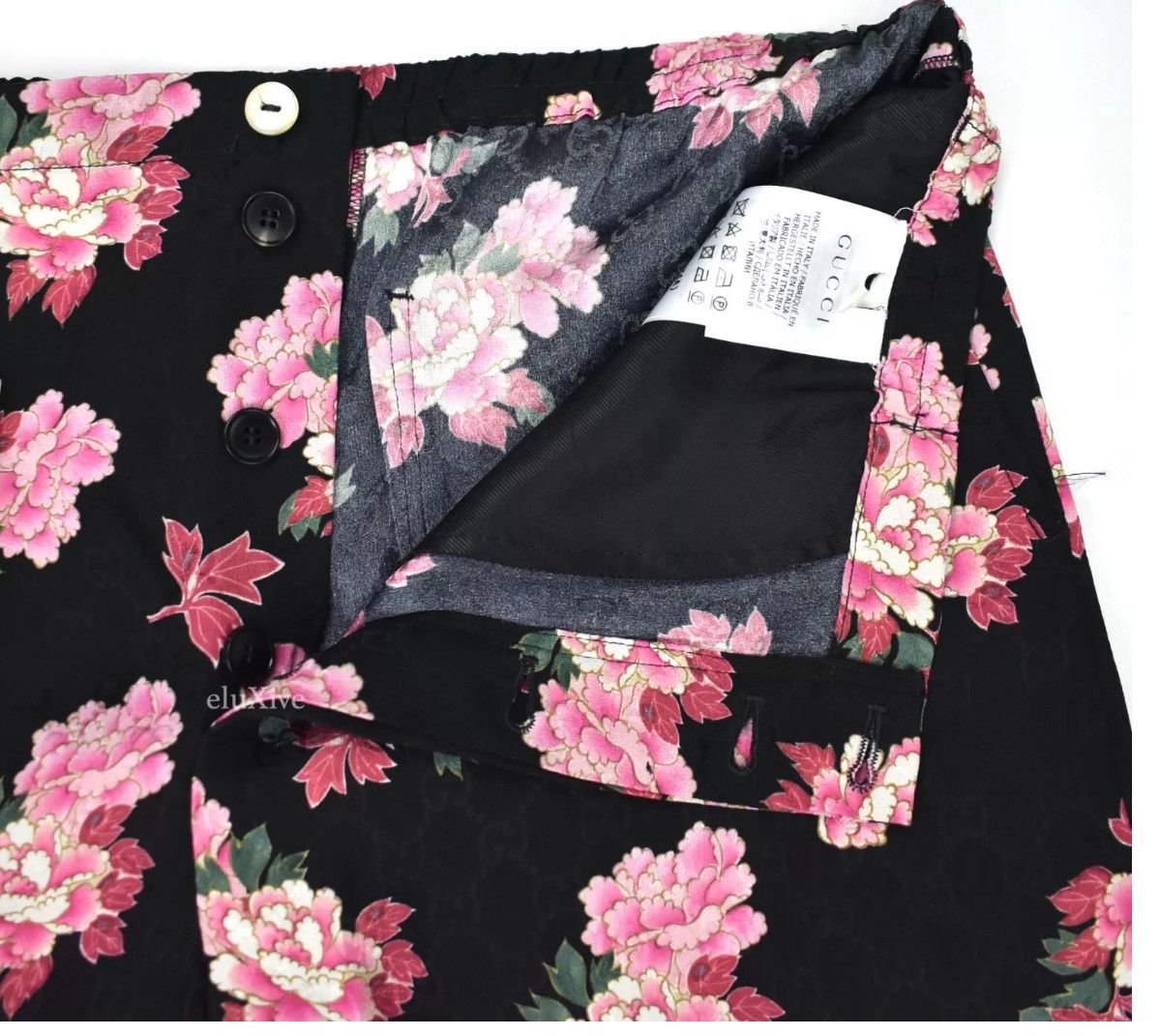 Gucci Gucci Black MonogramShorts Silk Size US 33 - 2 Thumbnail