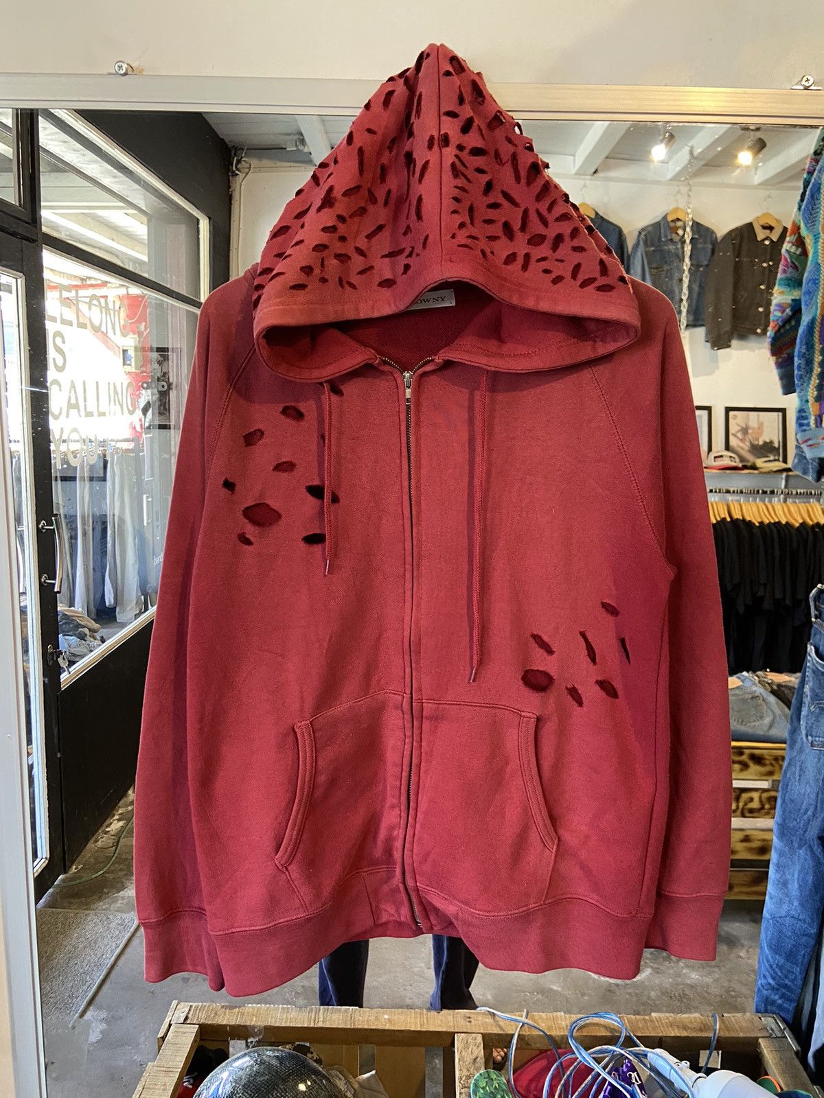 Hysteric Glamour DISTRESSED SUN FADED BROWNY ZIP HOODIE | Grailed