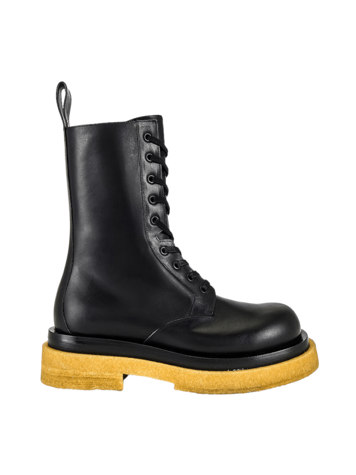 image of Bottega Veneta Military Calfskin Leather Lace Up Boots in Black, Men's (Size 10)