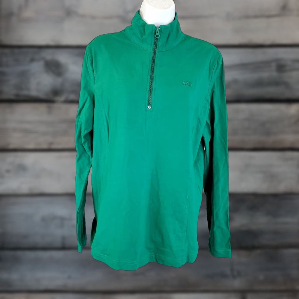 Gap Gap Jacket Solid Green Full Zip Long Sleeve L Women's Basic Cotton Blend Shorter Length? Size L / US 10 / IT 46 - 1 Thumbnail