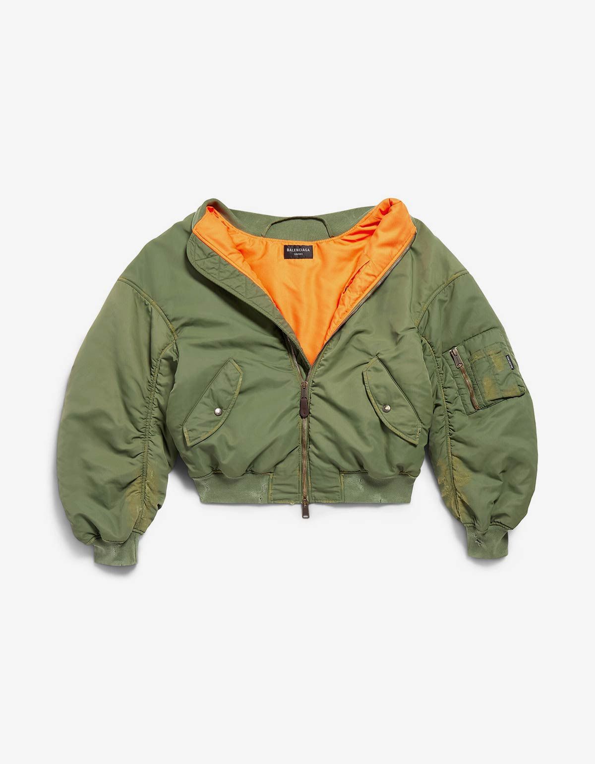 Balenciaga Balenciaga Green Off Shoulder Bomber Jacket | Grailed