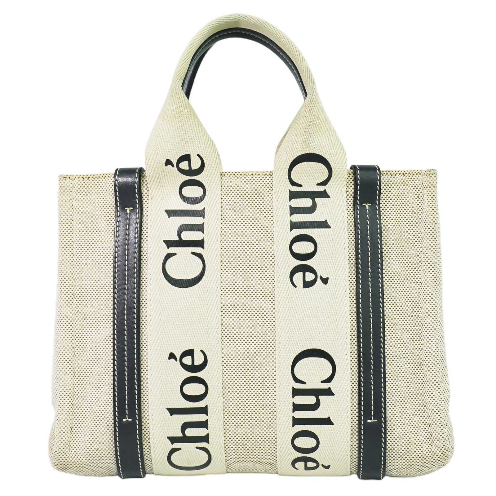 Chloe Chloe Woody Tote Canvas with Leather Size ONE SIZE - 1 Thumbnail