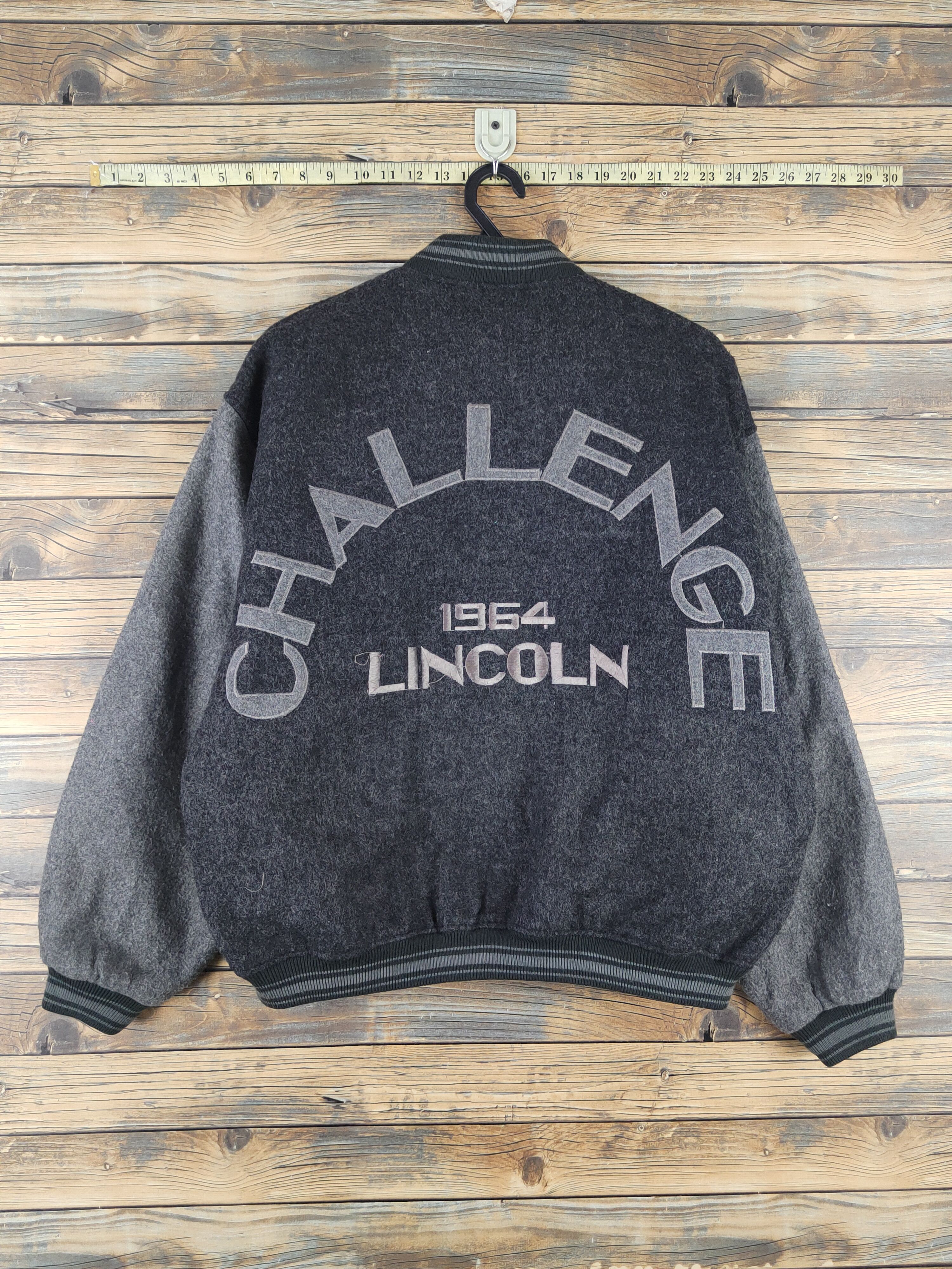 Japanese Brand DL 1964 Lincoln Black Gray Wool Varsity Jackets #W2230 Size US L / EU 52-54 / 3 - 1 Thumbnail