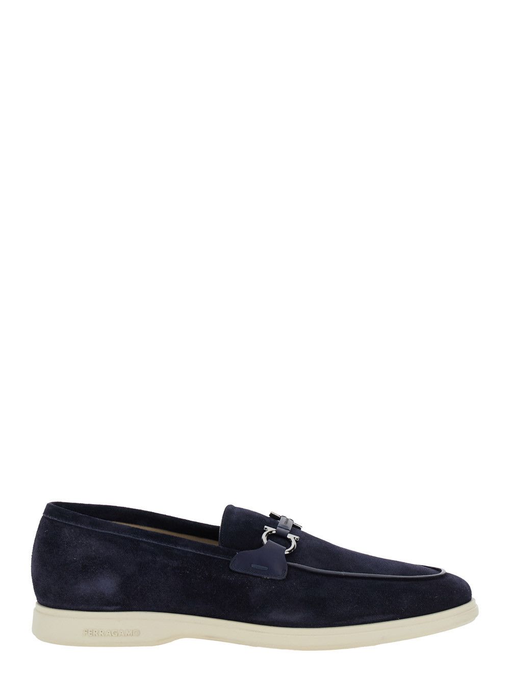Salvatore Ferragamo 'Cosimo' Blue Loafers with Metallic Hooks on the Front in Suede Man Size US 6 / EU 39 - 1 Thumbnail