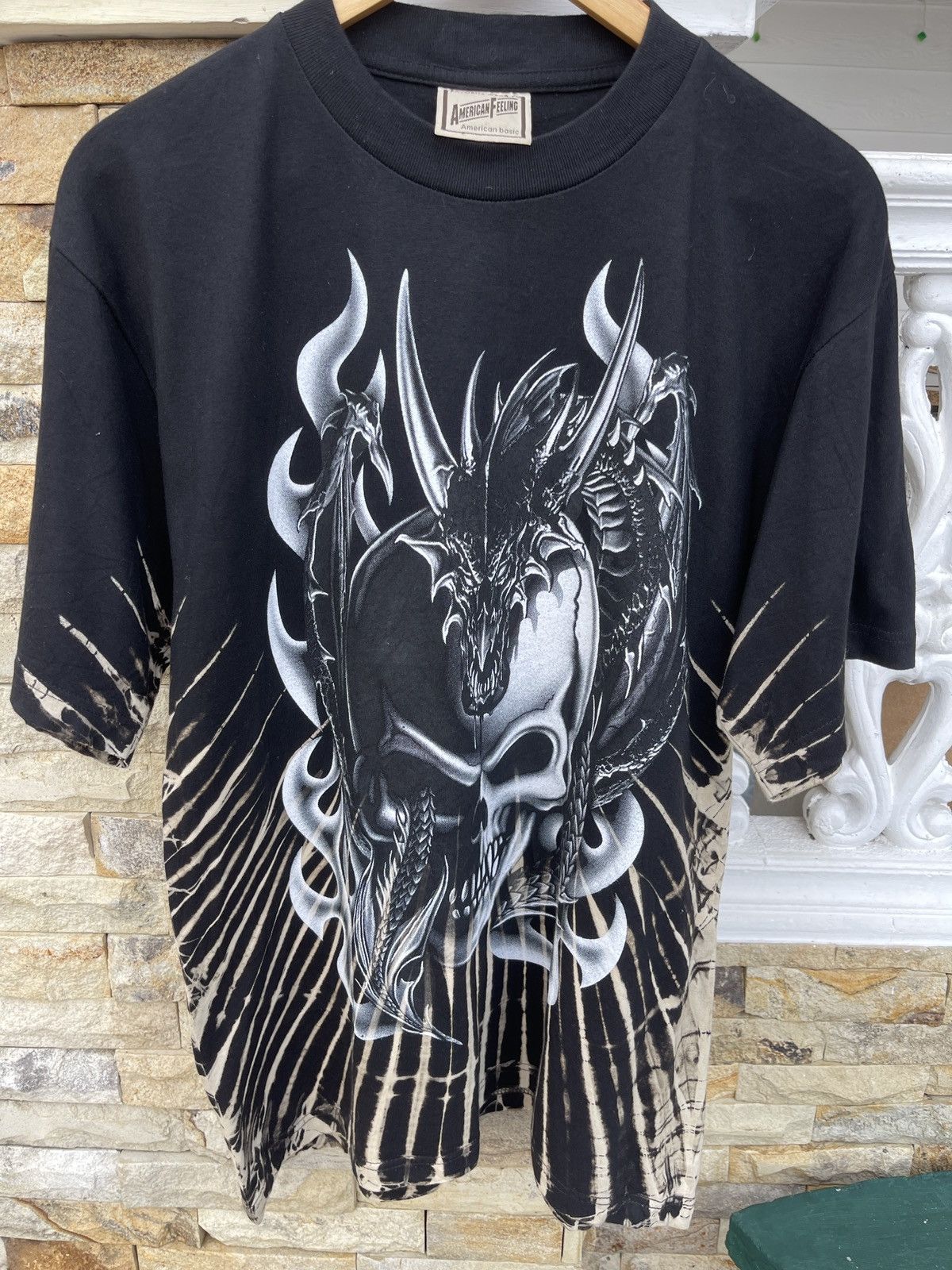 Japanese Brand Rare🔥Vintage AMERICAN FEELING Dragon Skull Tee Size US L / EU 52-54 / 3 - 4 Thumbnail