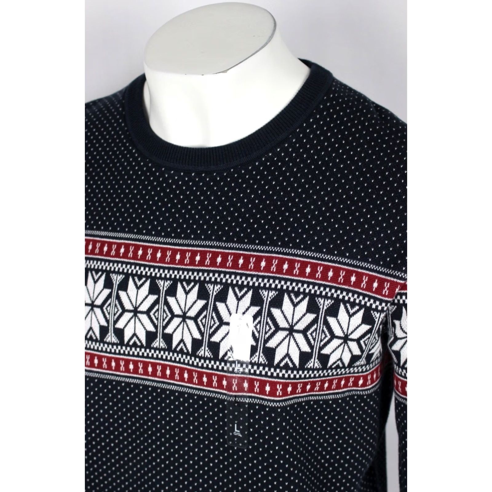 Tommy Hilfiger Tommy Hilfiger Men's Fair Isle Cotton Sweater Crew Neck L Navy Blue Size US L / EU 52-54 / 3 - 4 Thumbnail