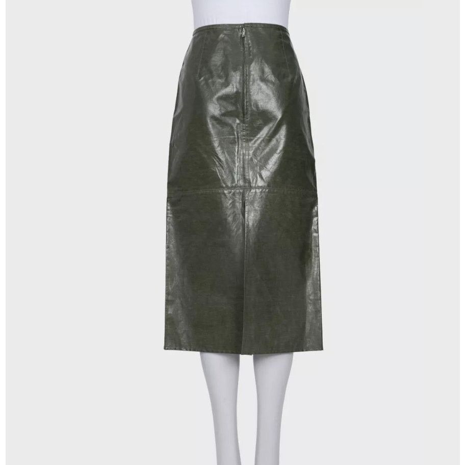 Celine Celine Elegant Green Straight Skirt with Slits - Size L Size 28" / US 6 / IT 42 - 3 Thumbnail