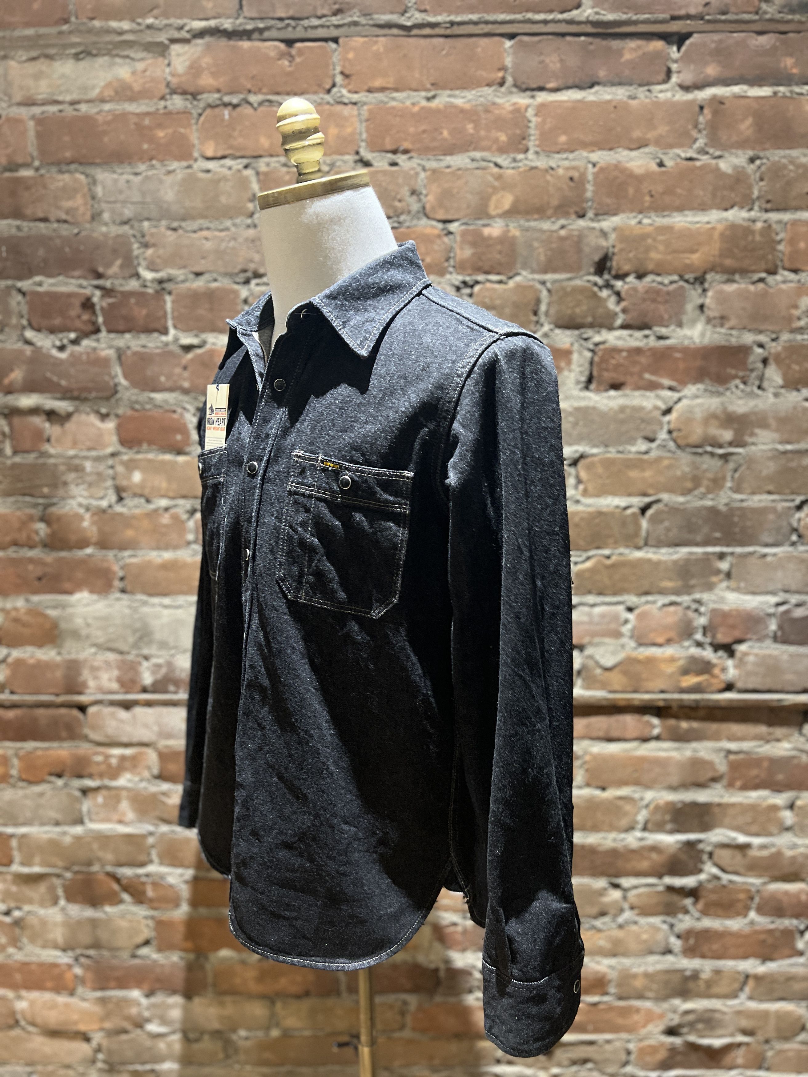 Iron Heart Iron Heart IHSH-326 12oz Selvedge Denim Work Shirt – Black Size US L / EU 52-54 / 3 - 2 Thumbnail