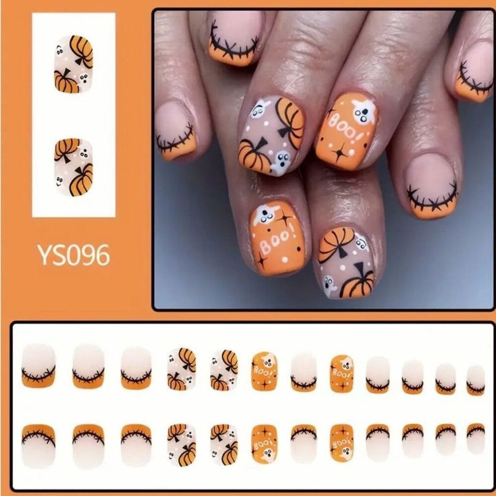 Other New 24pcs Spooky Pumpkin Halloween Nail Set Glossy Size ONE SIZE - 1 Thumbnail