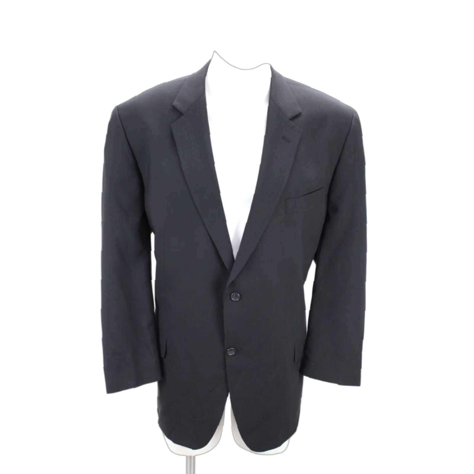 Pronto Uomo VINTAGE Pronto Uomo Blazer Mens 48R Black Wool Notch Lapel 2-Button Single-Breasted Regular Fit Dress Coat Men’s Size 48 Mens Black Size 48R - 1 Thumbnail