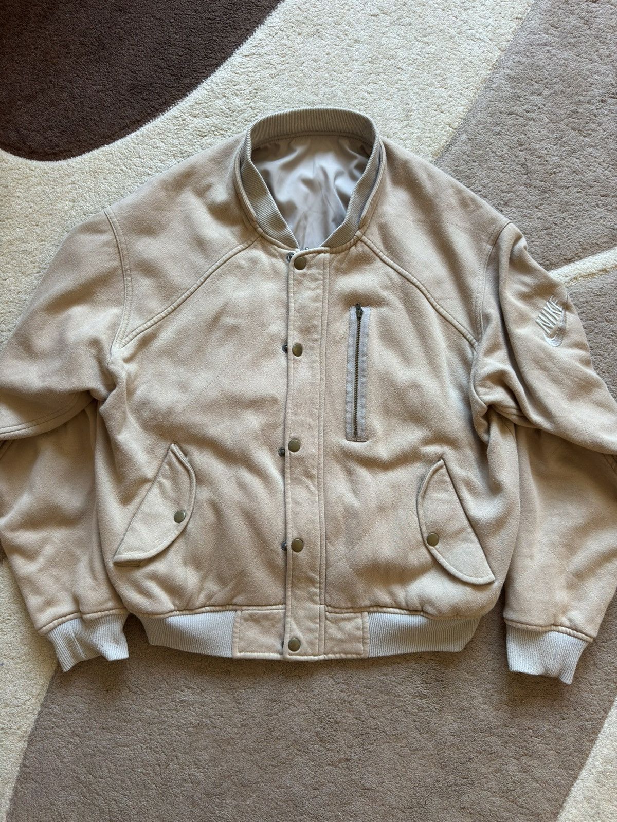 Nike Nike Vintage Bomber Jacket 2 in 1 Reversible Beige Boxy Size US M / EU 48-50 / 2 - 1 Thumbnail