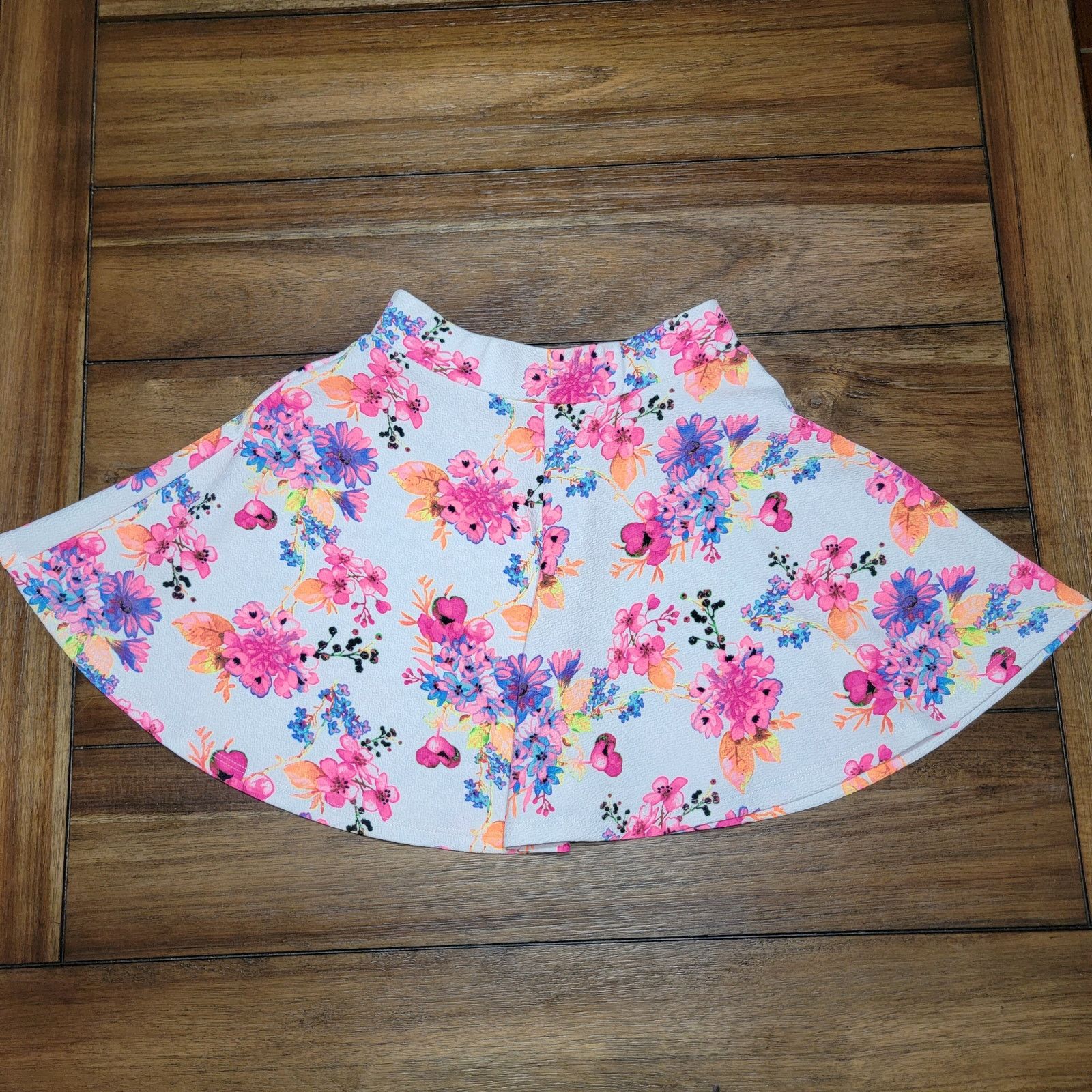 Other Heart & Arrow Girls Skirt w/ Neon Flowers - Size Medium(10) Size 22" - 3 Thumbnail