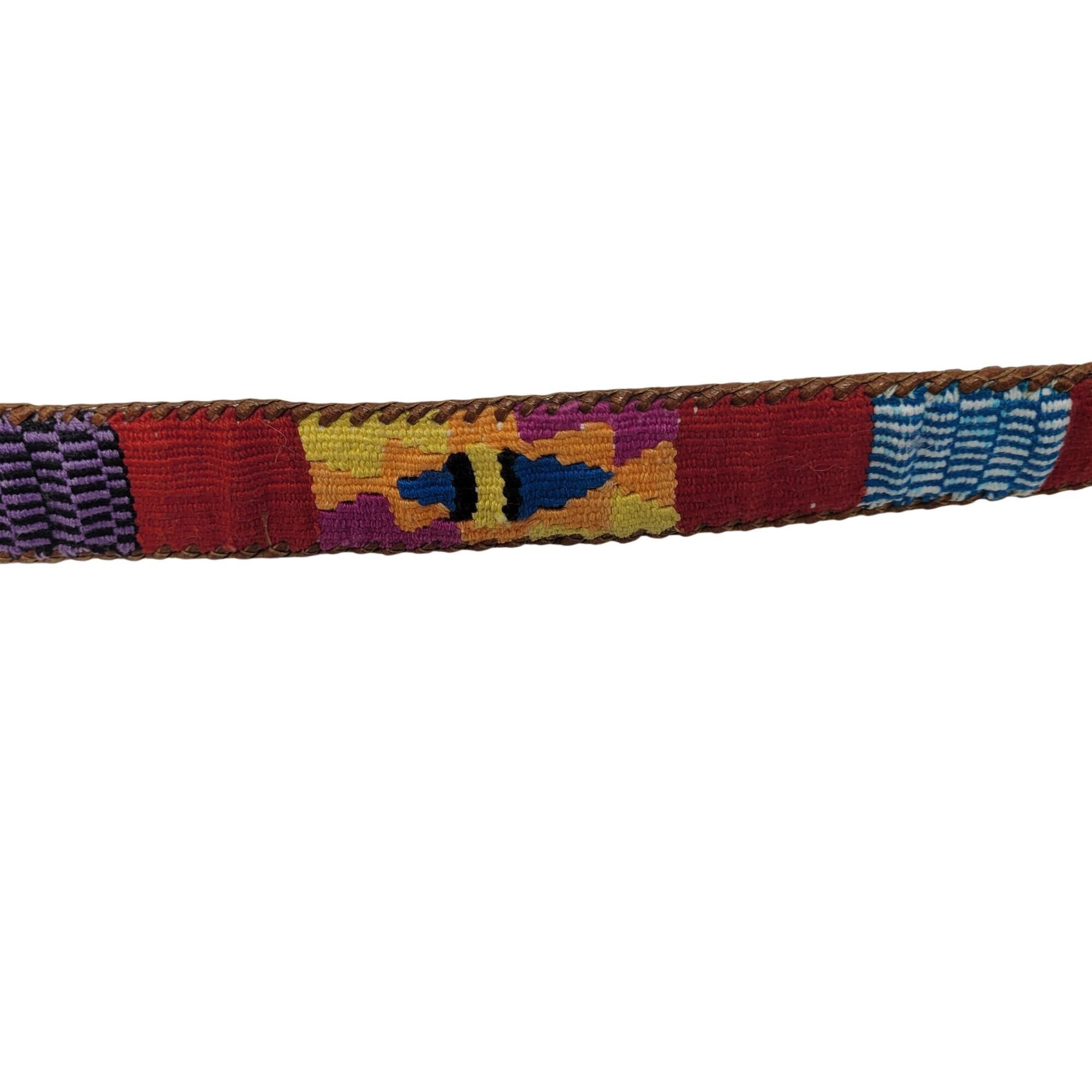 Vintage Vintage Handwoven Leather Patchwork Textile Belt M Southwest Size ONE SIZE - 9 Thumbnail