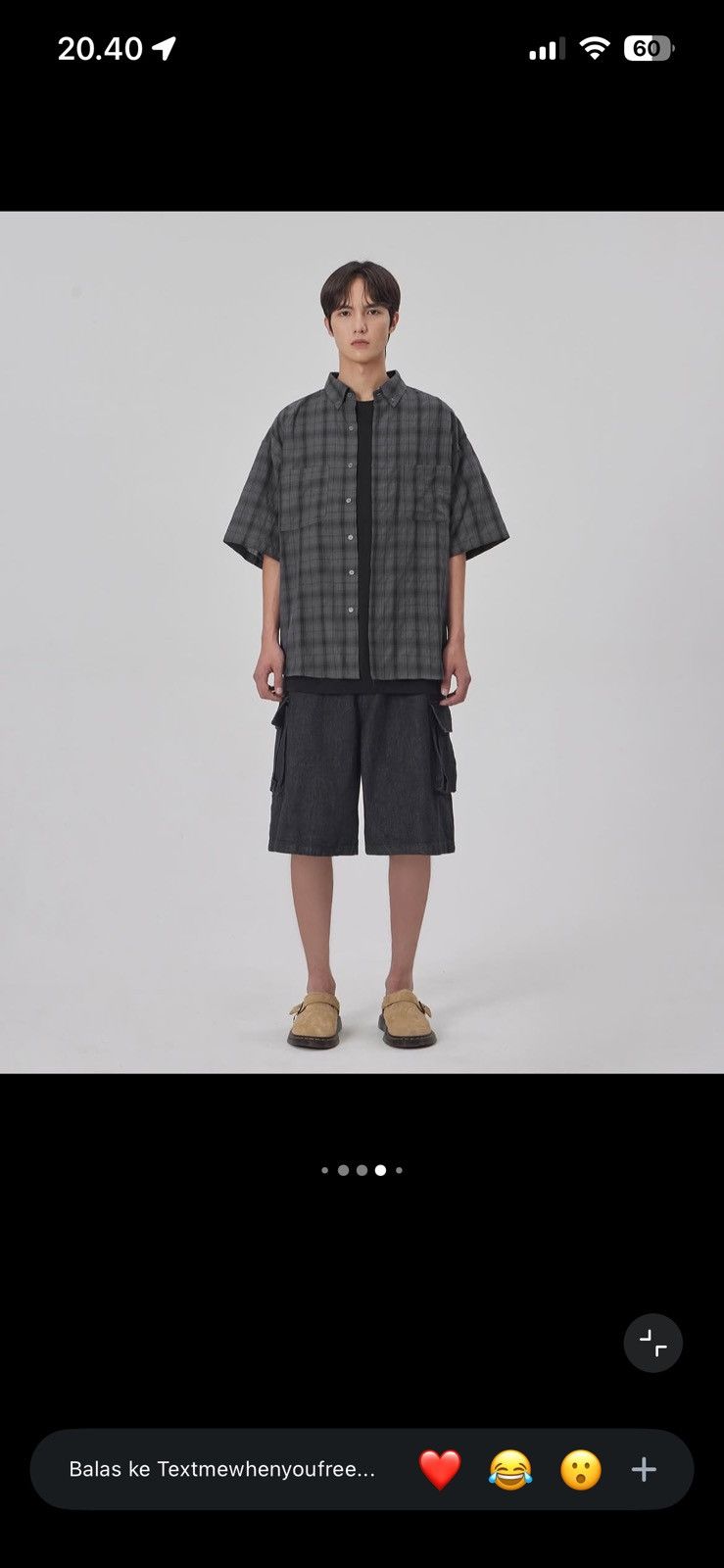 Beams Plus Partimento Wrinkle Check Boxy Roll-Up Half Shirt Dark Navy Size US XL / EU 56 / 4 - 20 Thumbnail