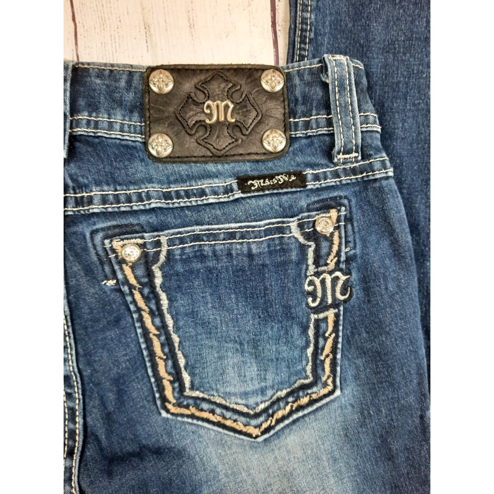Miss Me Miss Me Skinny Women's Dark Wash Jeans JS5408G 26x29 Stretch Denim Distressed Jeans Womens Casual Denim Distressed 90s? Size 26" / US 2 / IT 38 - 5 Thumbnail