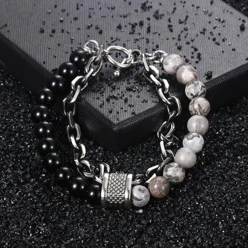 Jewelry Punk Style Double Layer Bead Bracelate Size ONE SIZE - 2 Thumbnail