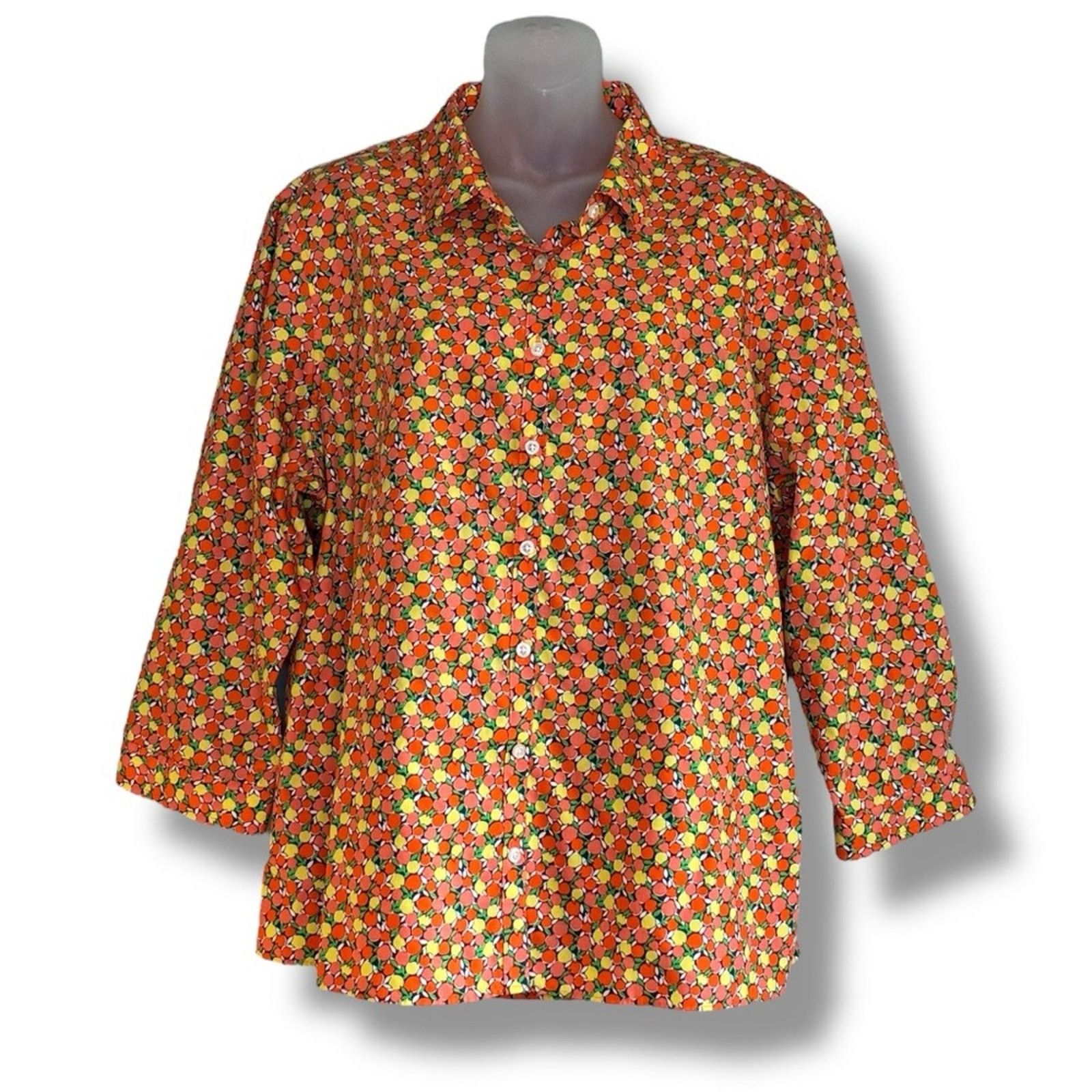 Lands' End Lands’ End No Iron Supima colorful citrus button down shirt Size XXL / US 16-18 / IT 52-54 - 1 Thumbnail