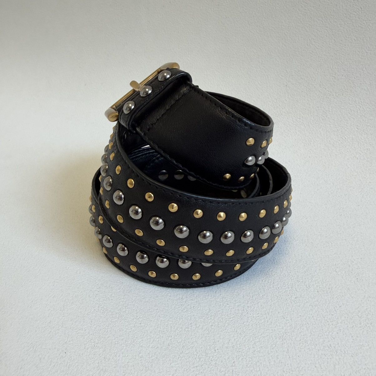 Prada Black Leather ‘Round Metal Studded’ Belt Size ONE SIZE - 7 Thumbnail