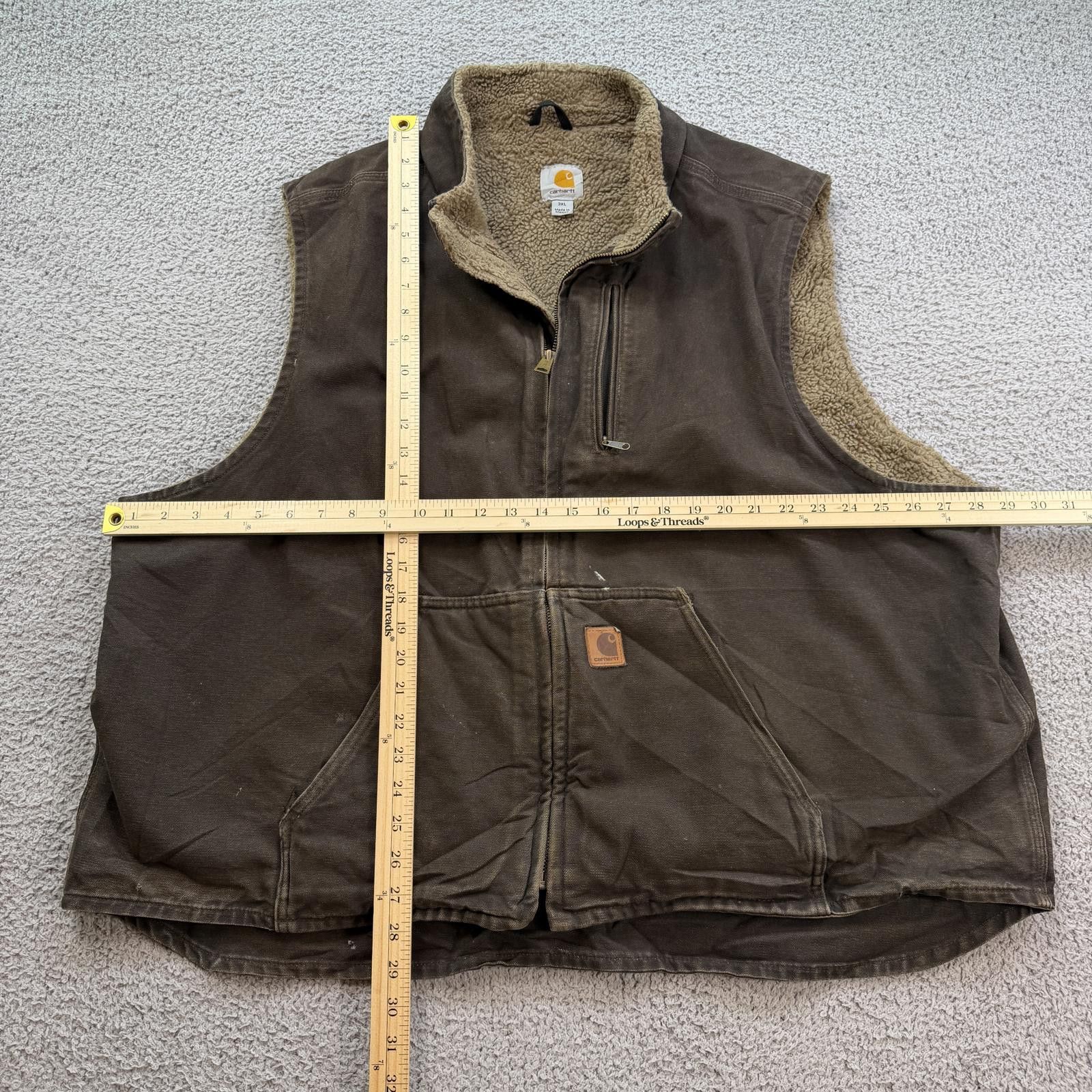 Carhartt Carhartt Duck Vest Sherpa Lined Brown Workwear V33 DKB 3XL Size US XXL / EU 58 / 5 - 2 Thumbnail