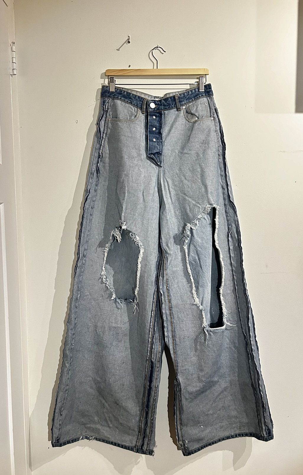 image of Vetements Inside Out Oversized Jeans in Blue, Men's (Size 32)