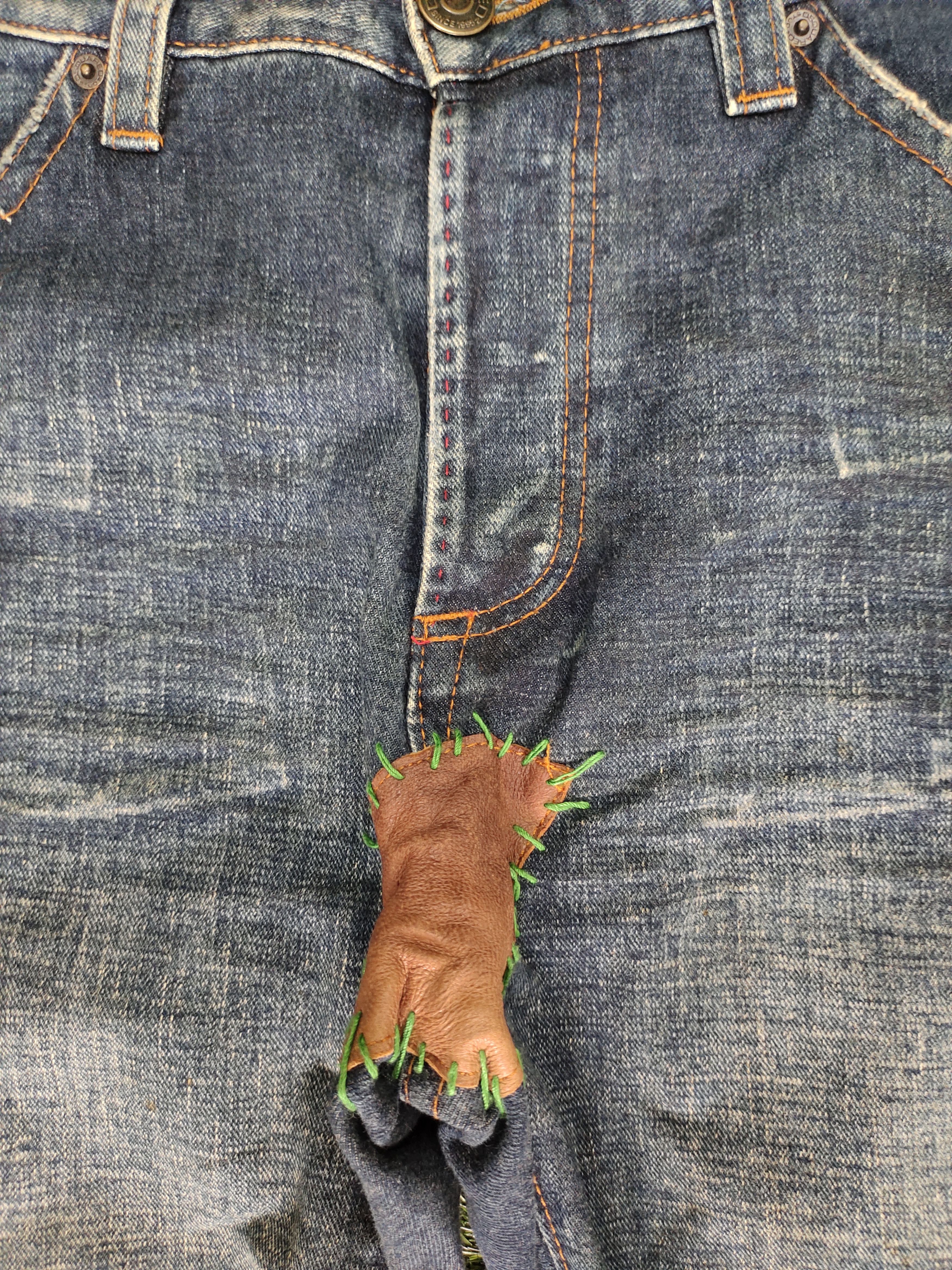 Dsquared2 Dsquared2 Leather Craft Patchwork Denim Jeans Size US 33 - 7 Thumbnail