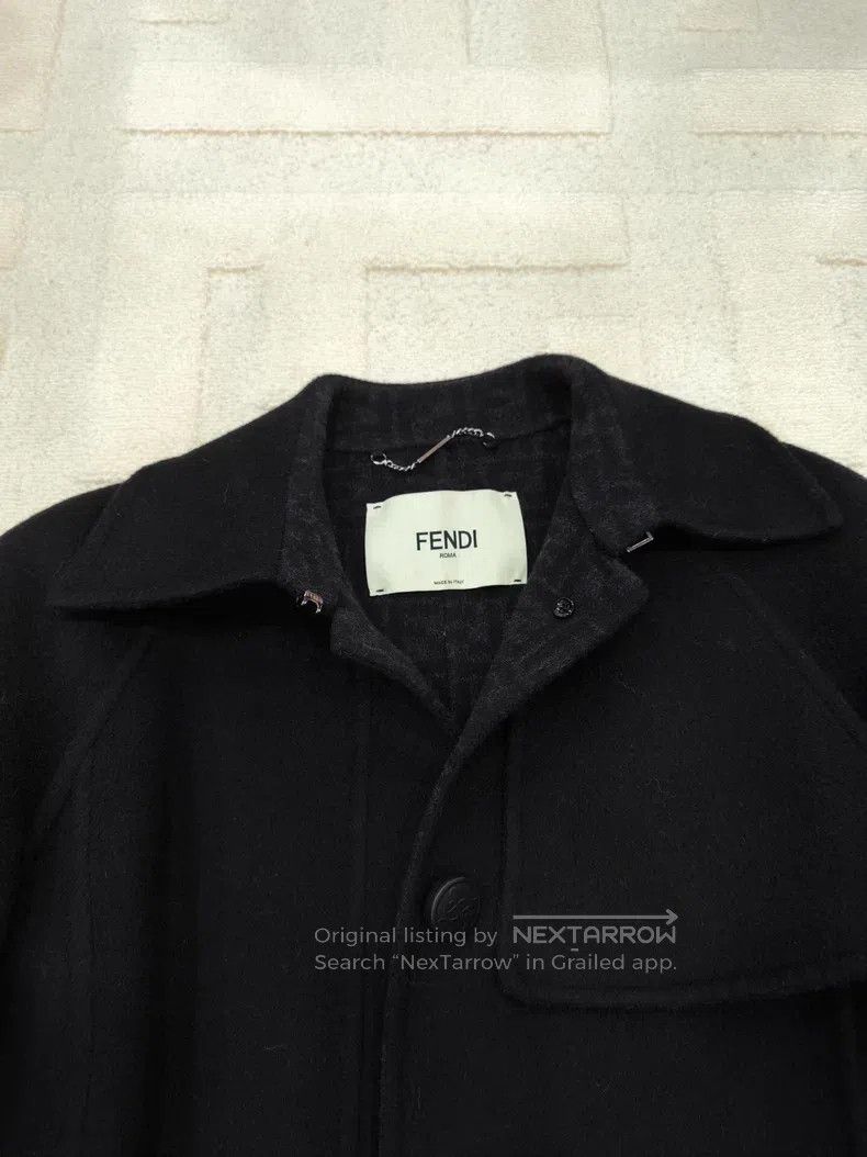 Fendi Fendi Long-sleeved shirt with wool print inside, navy blue Size XS / US 0-2 / IT 36-38 - 3 Thumbnail