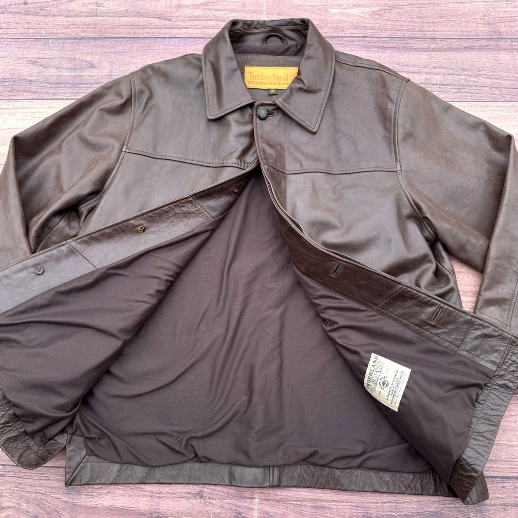Timberland VINTAGE Timberland Weathergear Heavyweight Leather Jacket Men's XL Brown Bomber Jacket 90s Classic Outdoor Winter Size US XL / EU 56 / 4 - 7 Thumbnail