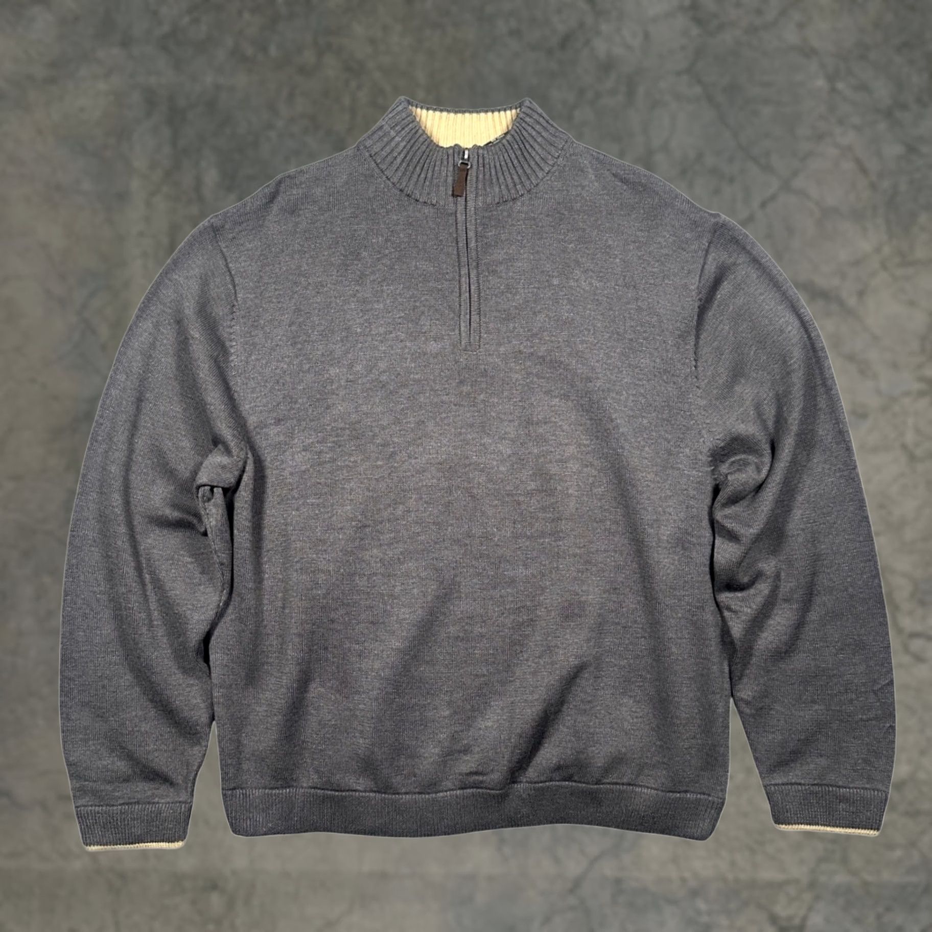 George George Quarter-Zip Sweater Mens XL Charcoal Grey New Cotton Blend Mock Neck Size US XL / EU 56 / 4 - 1 Thumbnail