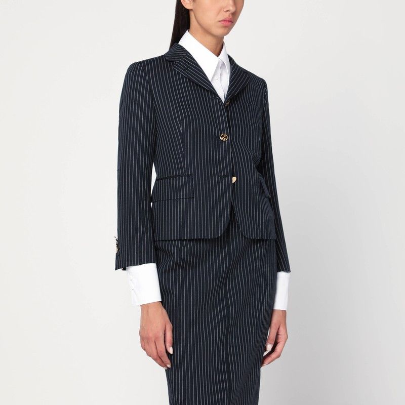 Thom Browne Navy Pinstripe Wool Blazer